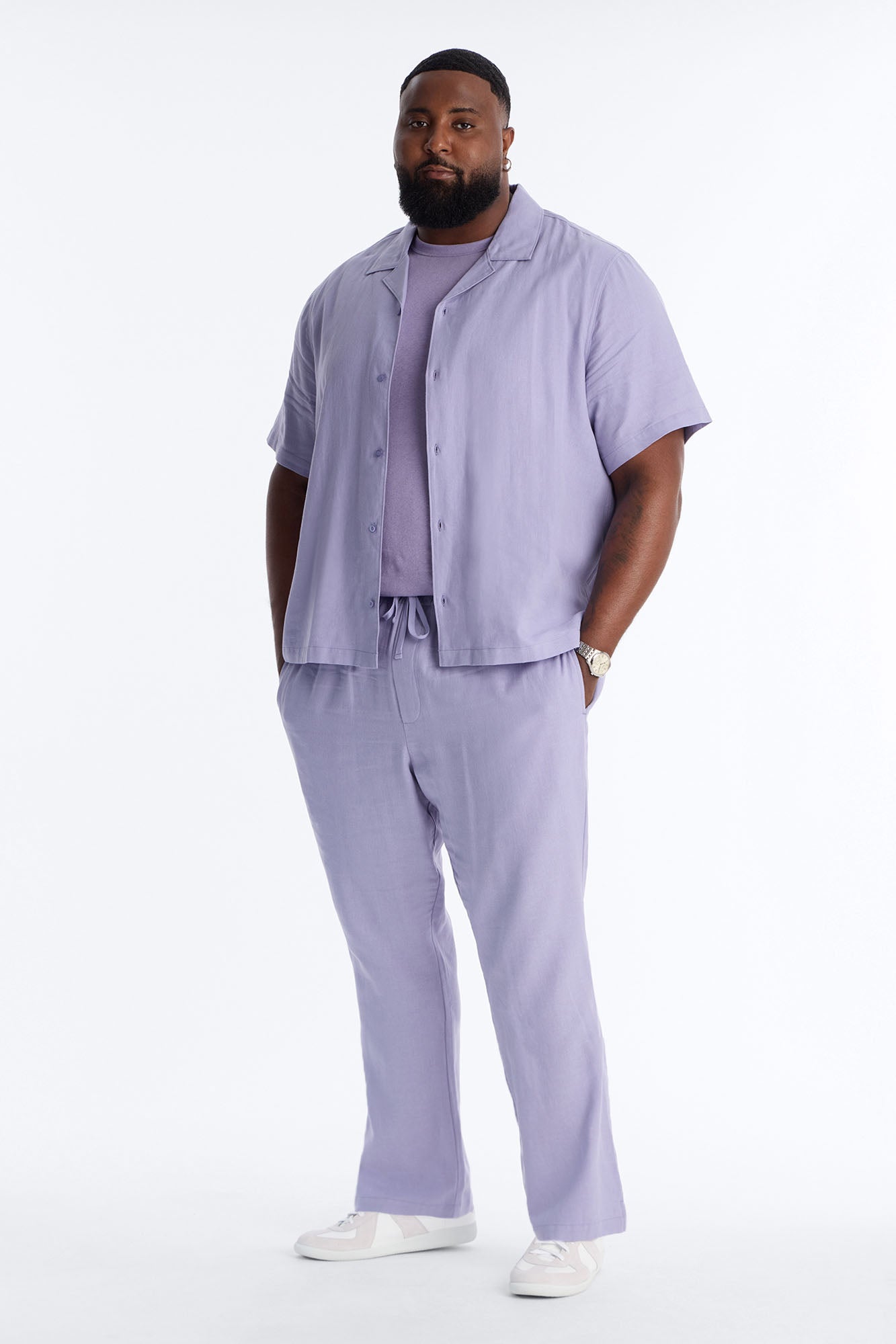 Bahamas Linen Slim Pull On Pants - Lavender