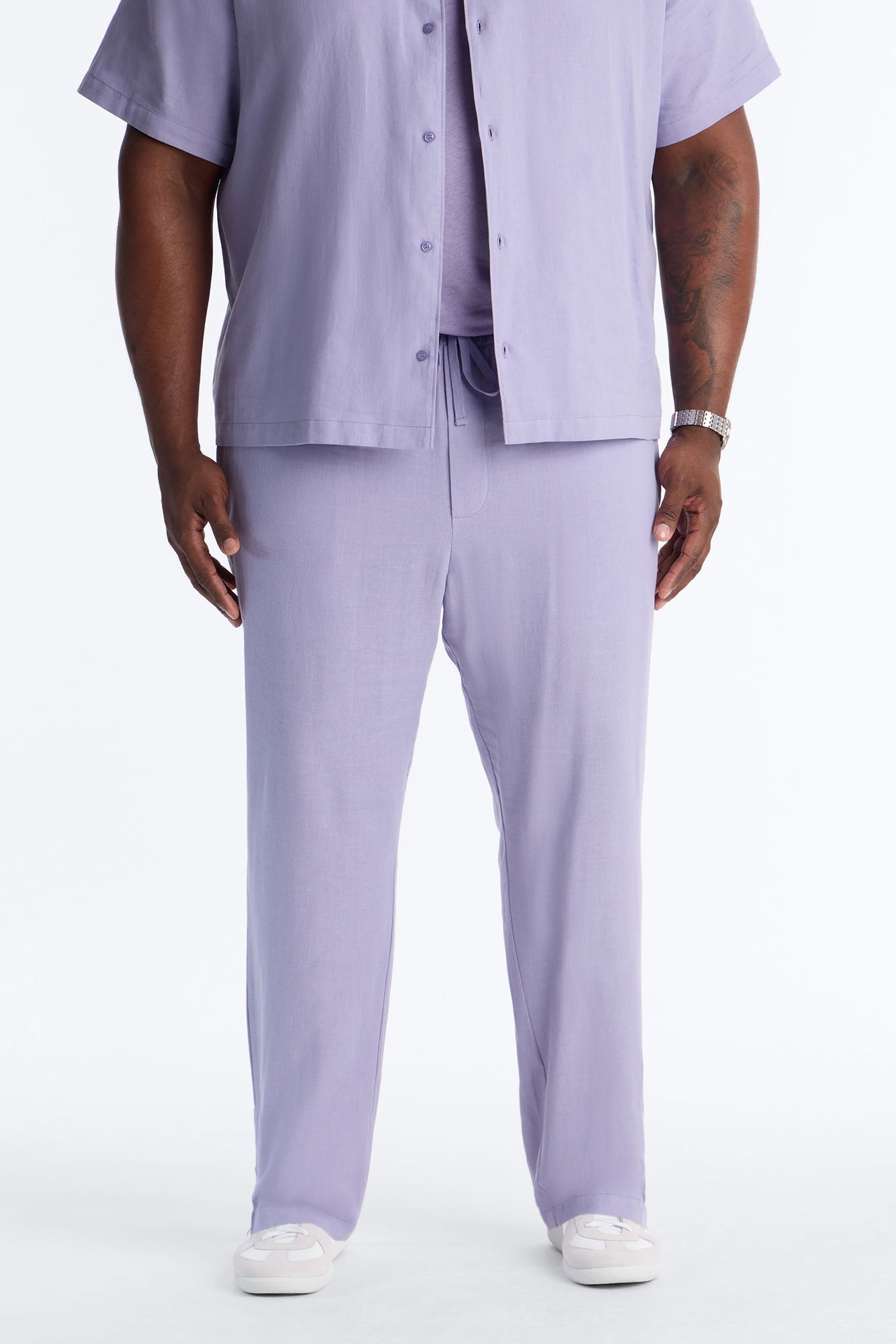 Bahamas Linen Slim Pull On Pants - Lavender