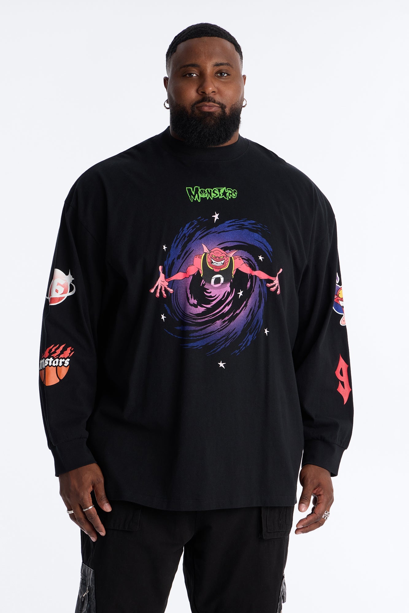 Space Jam Monstars Chrome Premium Long Sleeve Shirt - Black