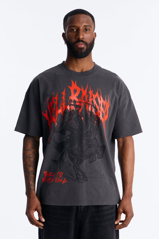 Hell Raiser Vintage Boxy Short Sleeve Tee - Black Wash
