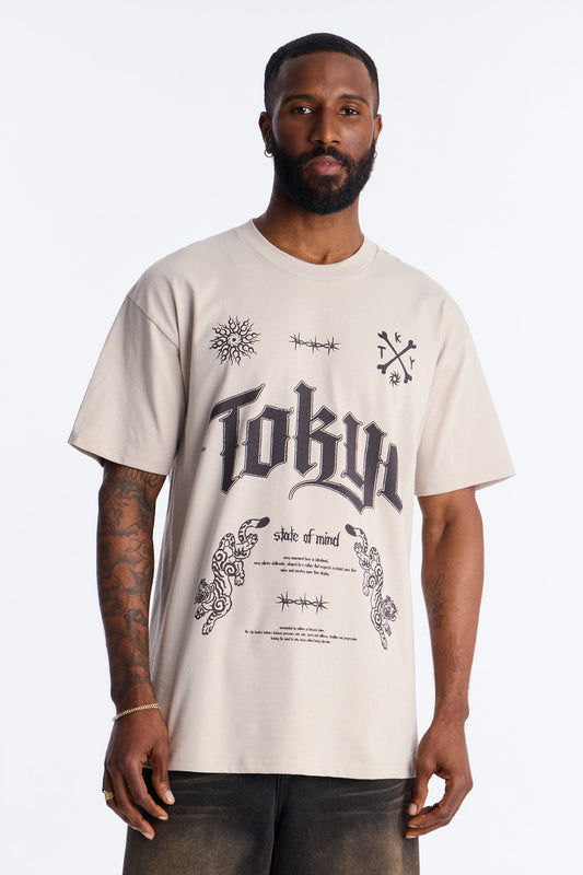 Tokyo State Of Mind Oversized Short Sleeve Tee - Grey