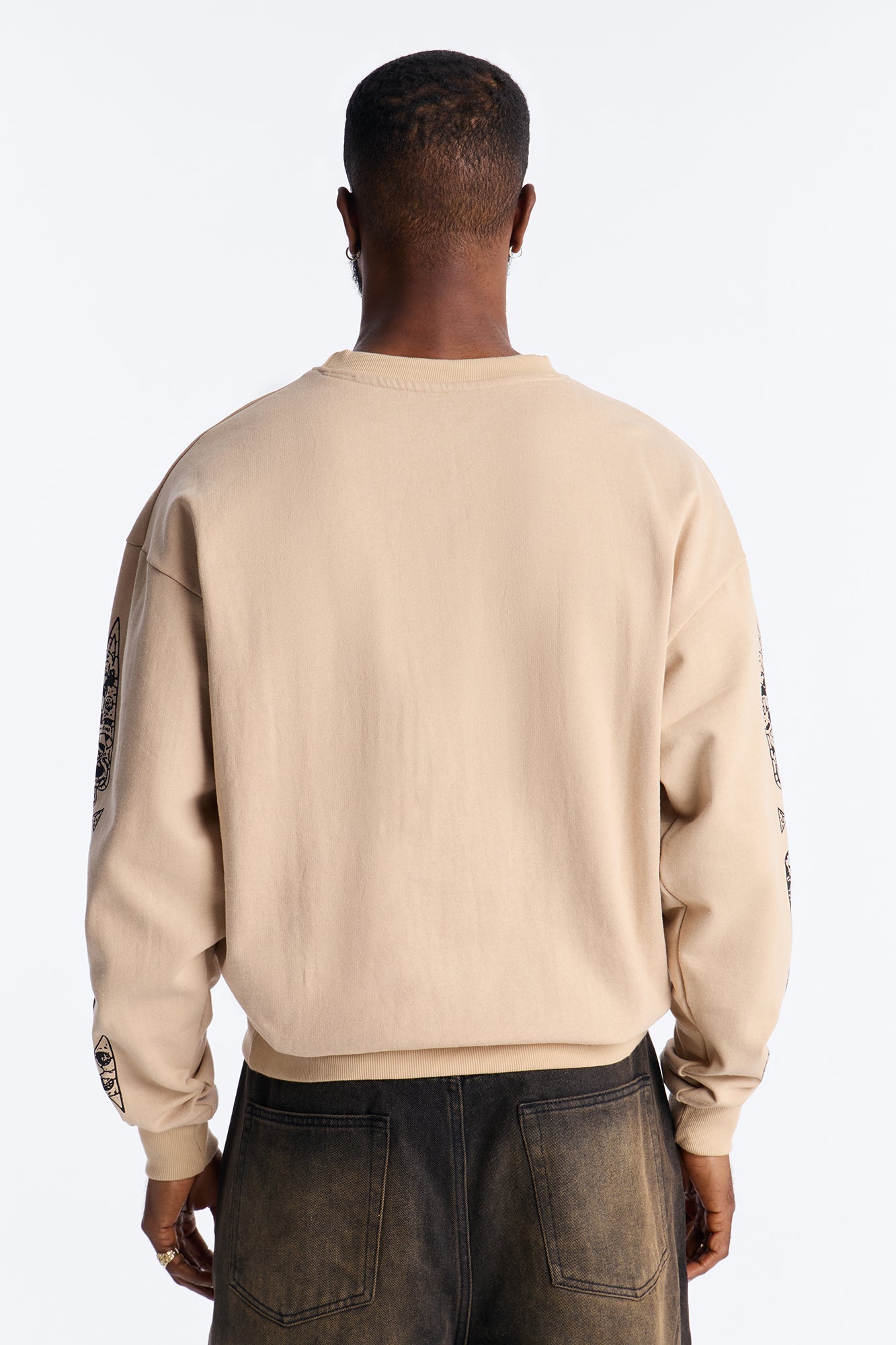 Saint Message Patched Crewneck Sweatshirt - Taupe