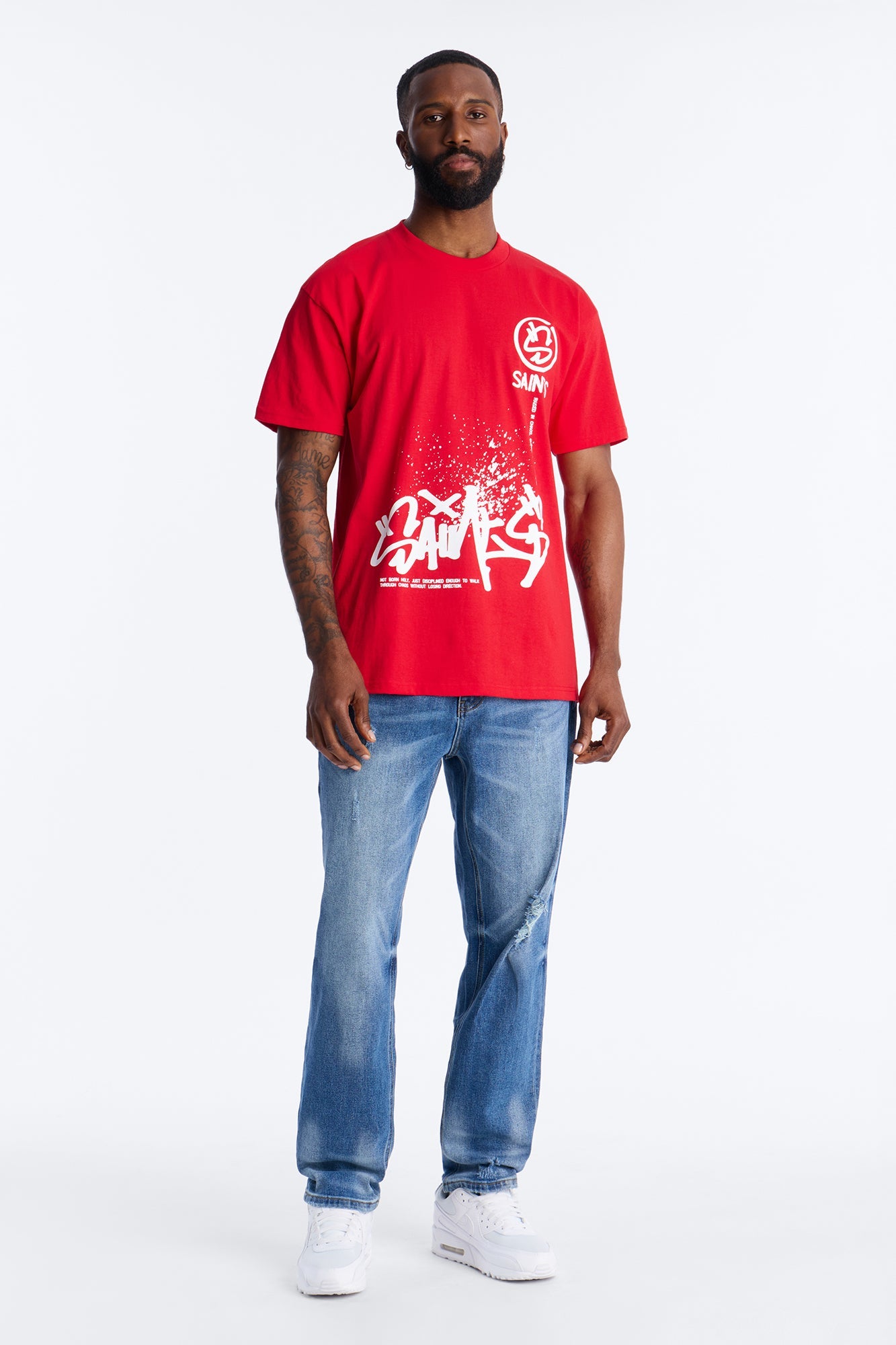 Saints Off The Wall Oversized Short Sleeve Tee - Red