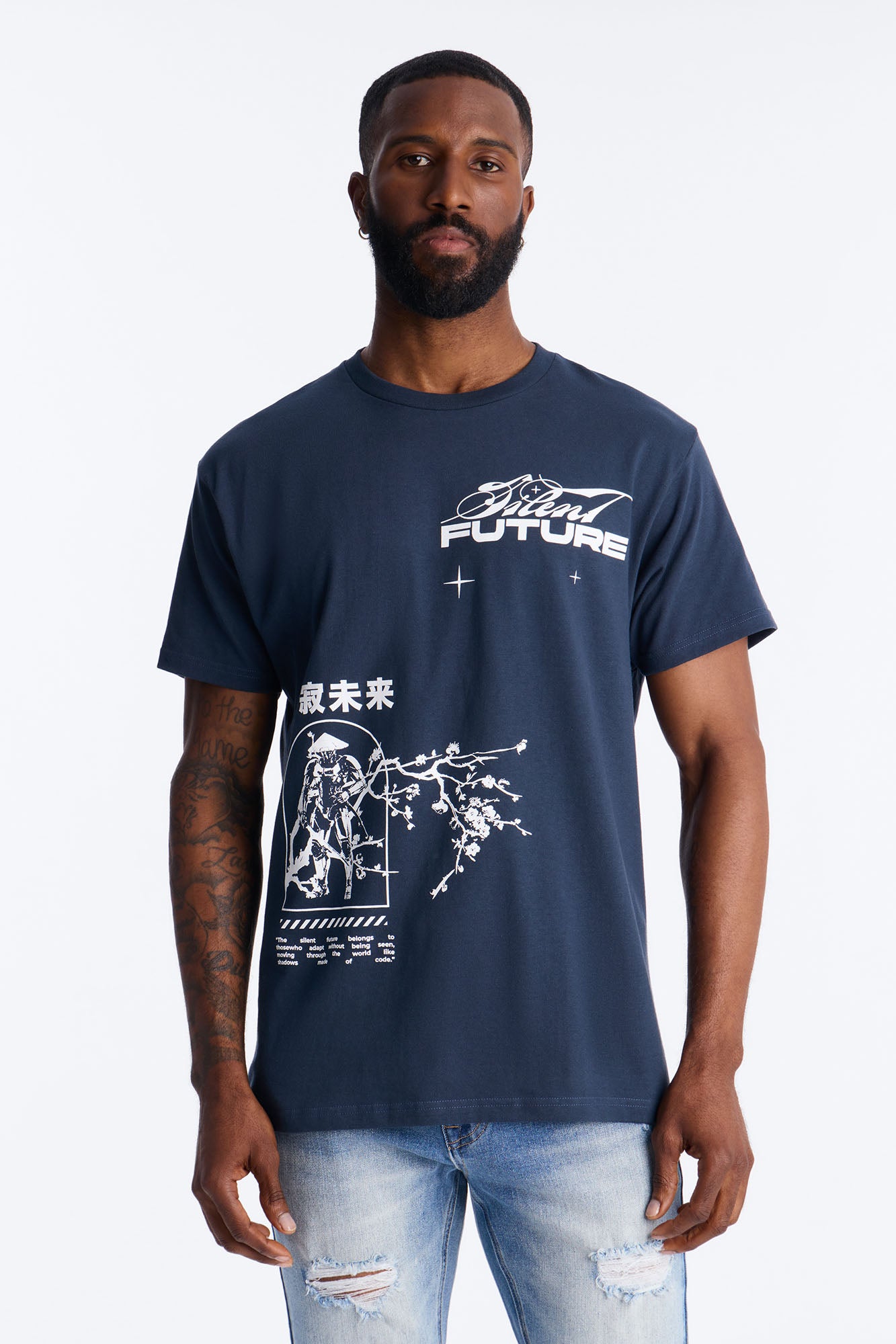 Silent Future Oversized Short Sleeve Tee - Navy