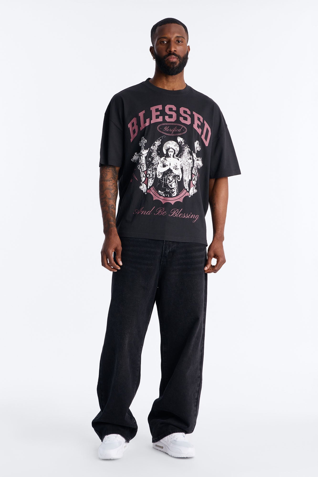 Blessed Glorified Oversized Short Sleeve Tee - Black Wash