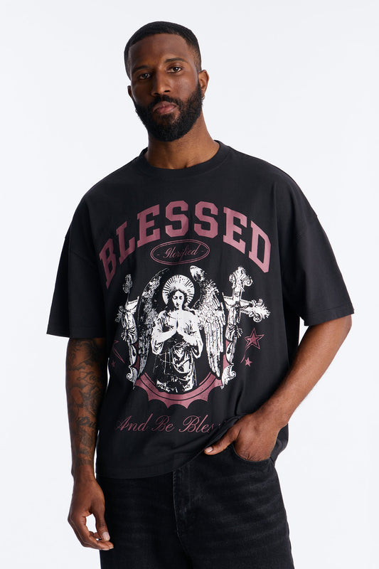 Blessed Glorified Oversized Short Sleeve Tee - Black Wash