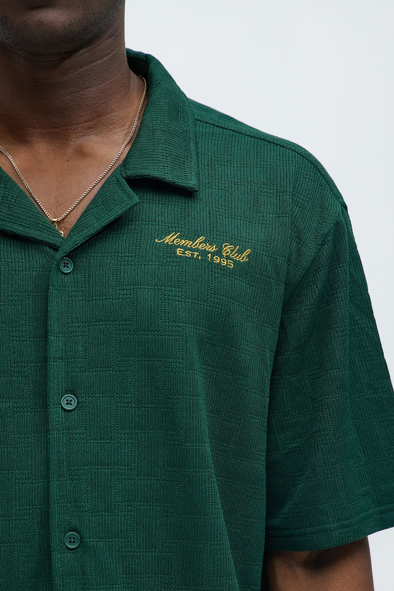 Vintage Short Sleeve Button Up Shirt - Hunter Green