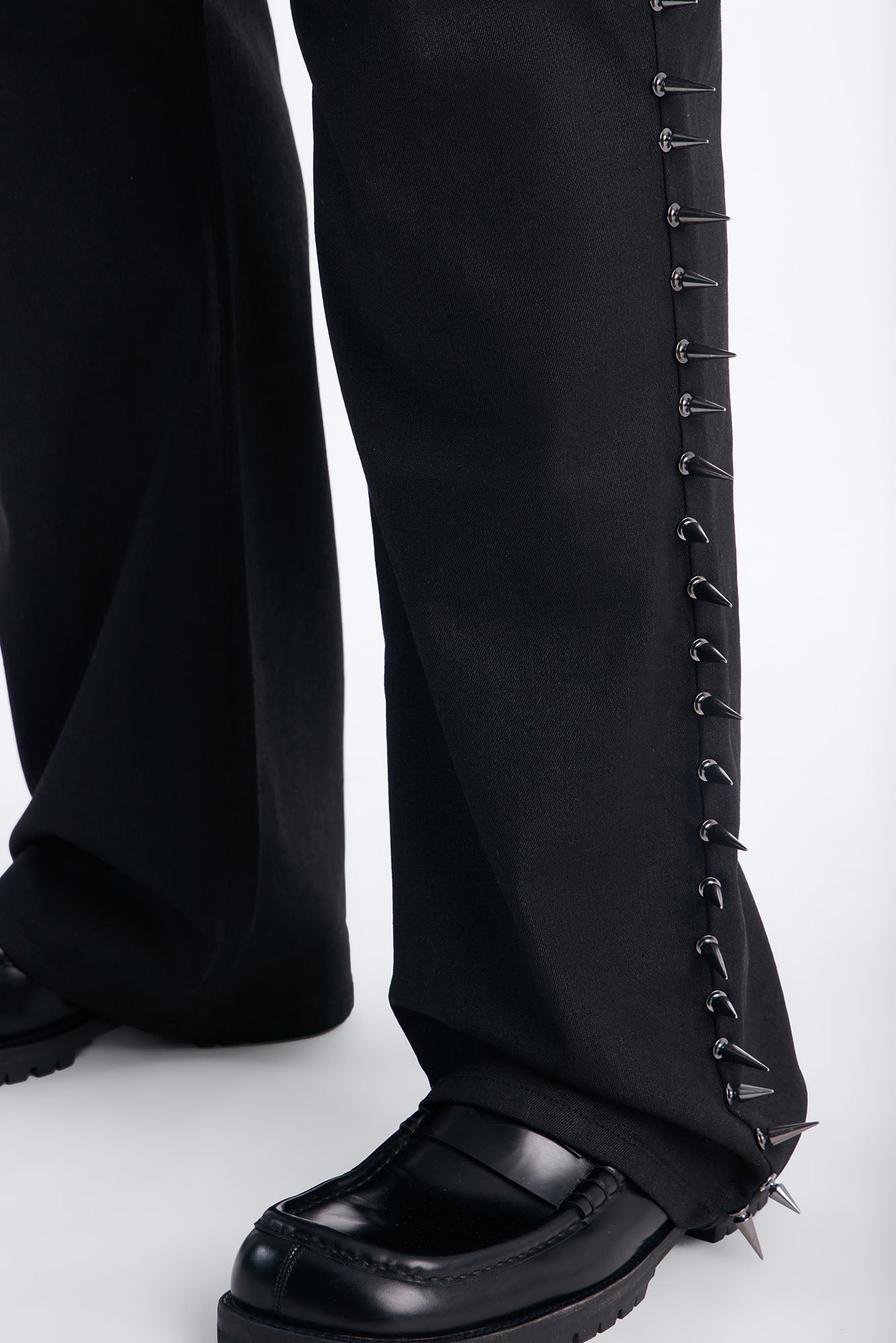 Stacked Slim Flare Waxed Cyber Spike Jean - Black