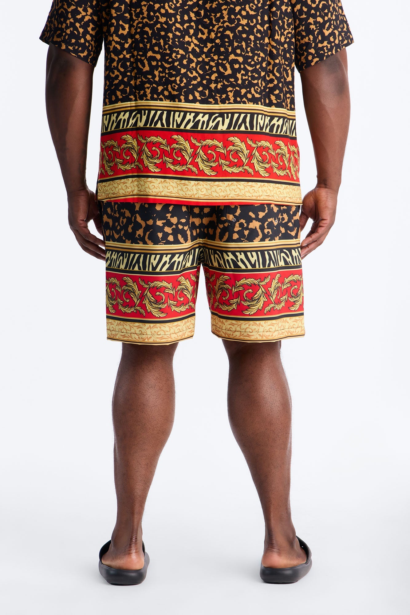 Animal Instincts Paneled Swim Trunk 7″ - Leopard