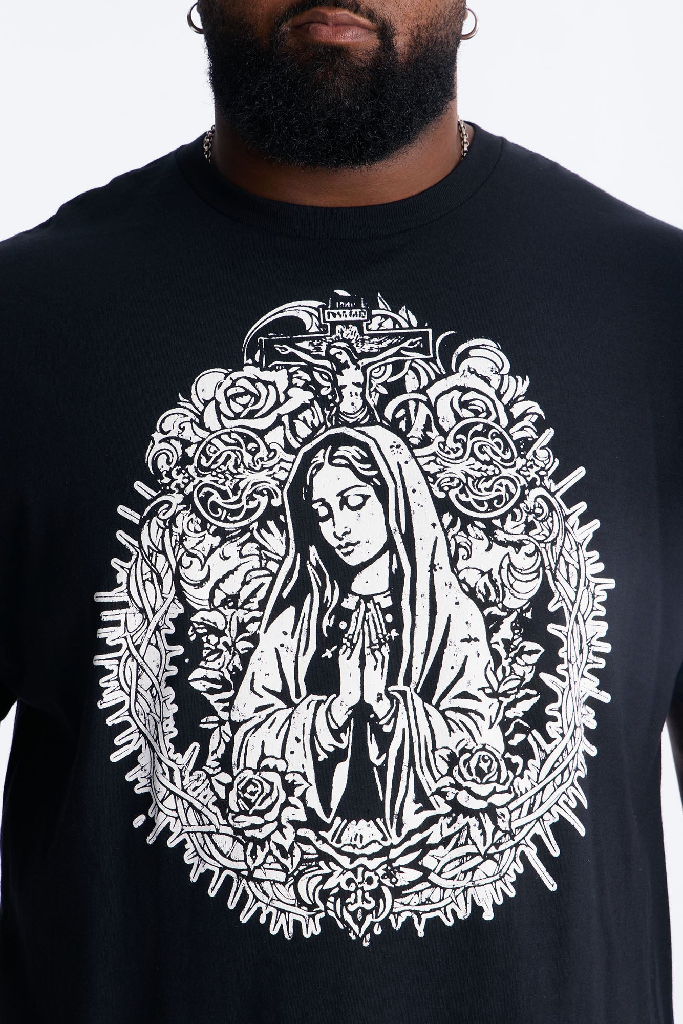 La Familia Mother Mary Short Sleeve Tee - Black