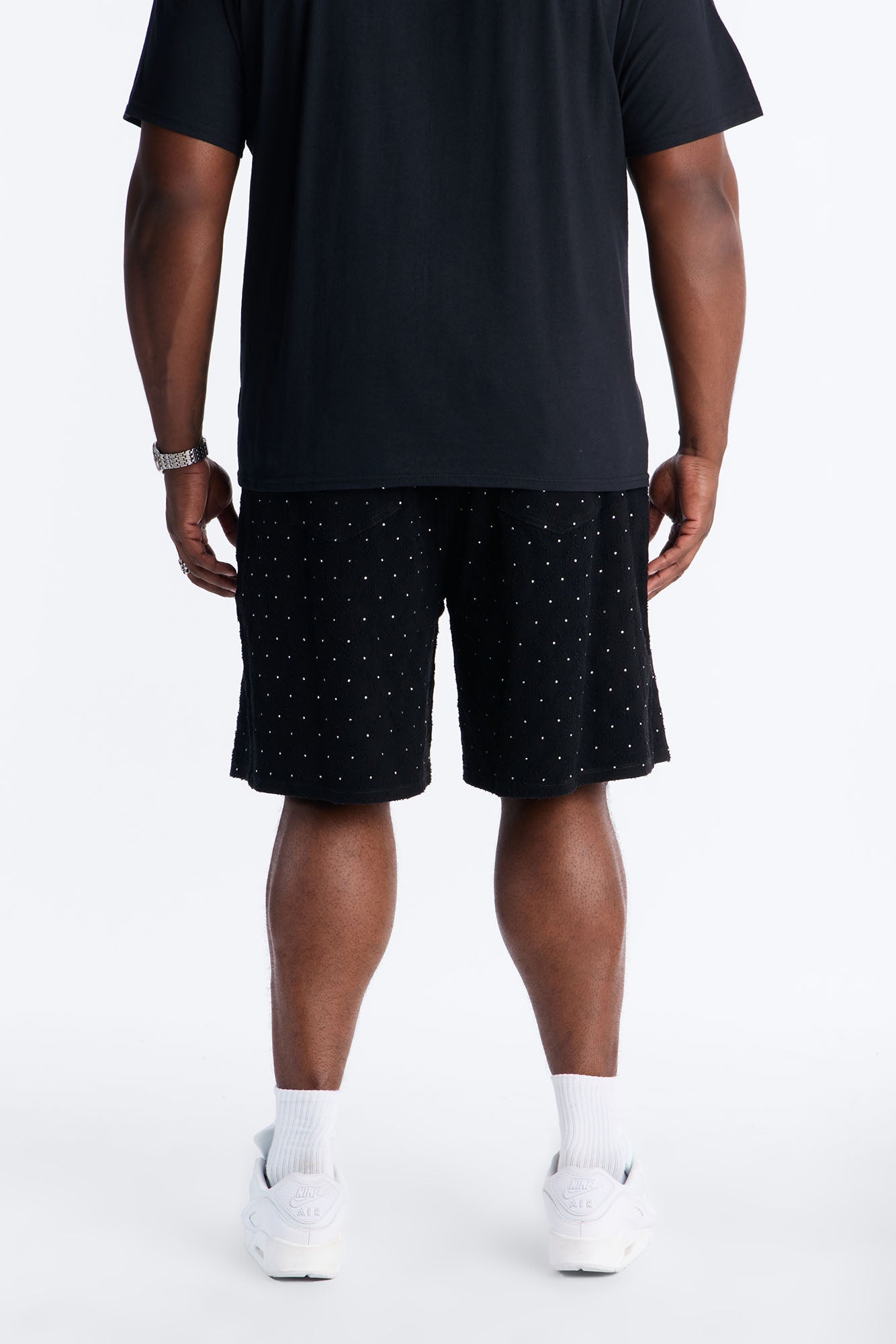 I Be Jeweled Relaxed Denim Short - Black