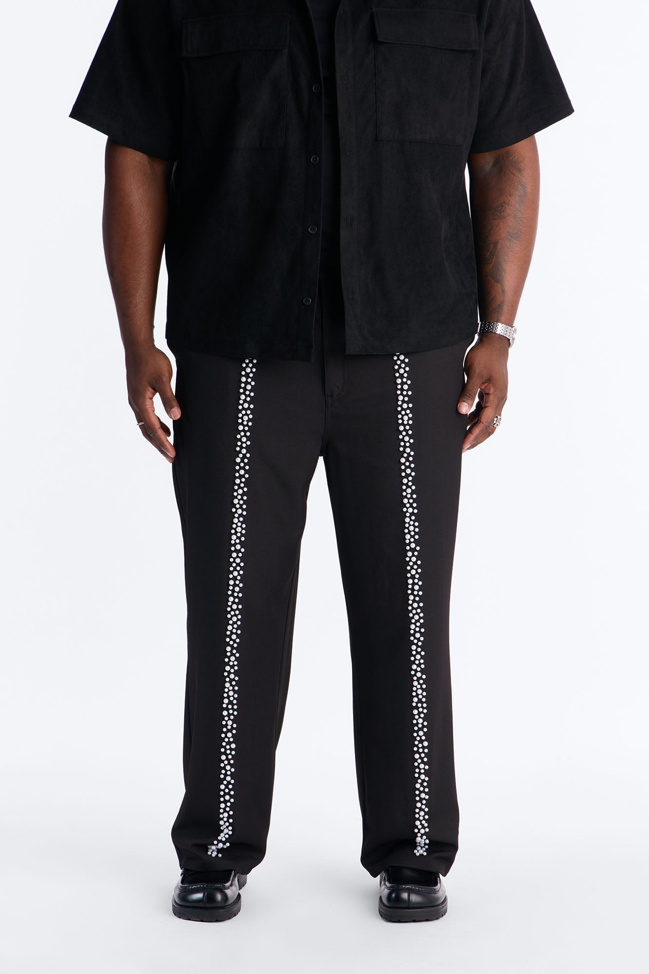 Baggy Pearl Cascade Trouser - Black