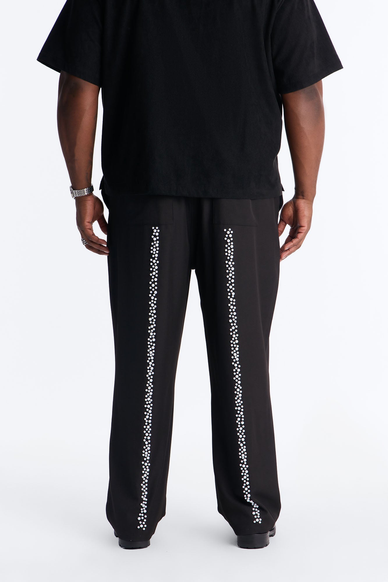 Baggy Pearl Cascade Trouser - Black