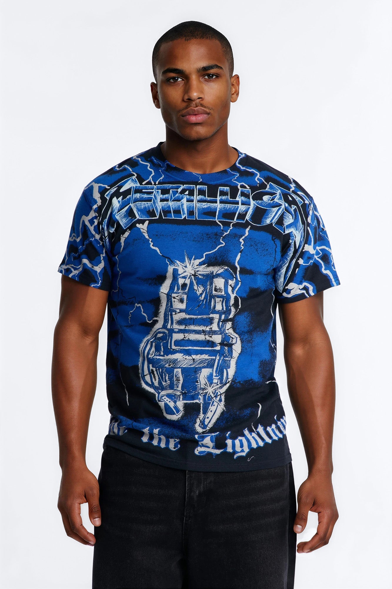 Metallica Ride The Lightning All Over Print Short Sleeve Tee - Black