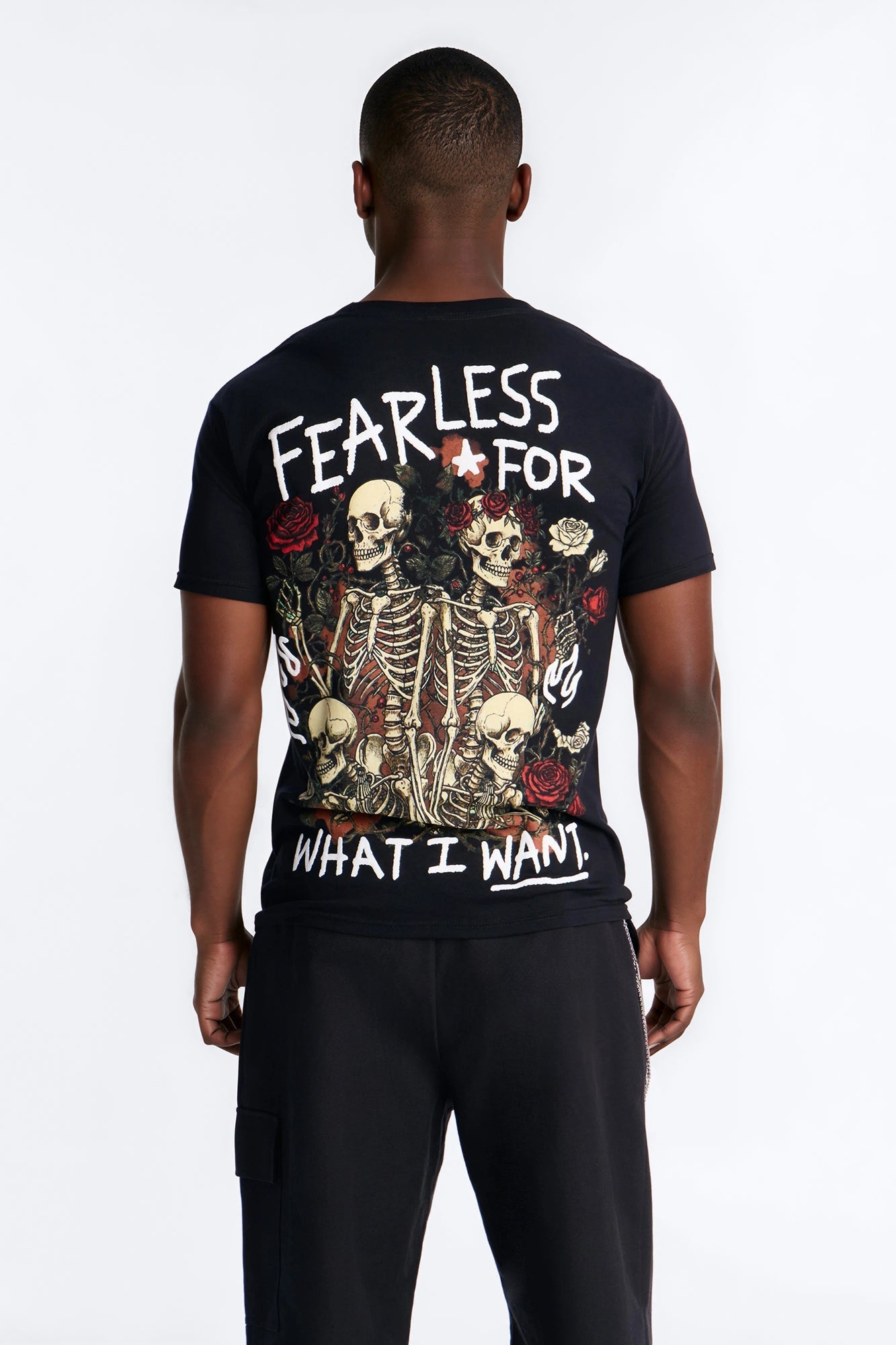 Grateful And Fearless Puff Print Short Sleeve Tee - Black