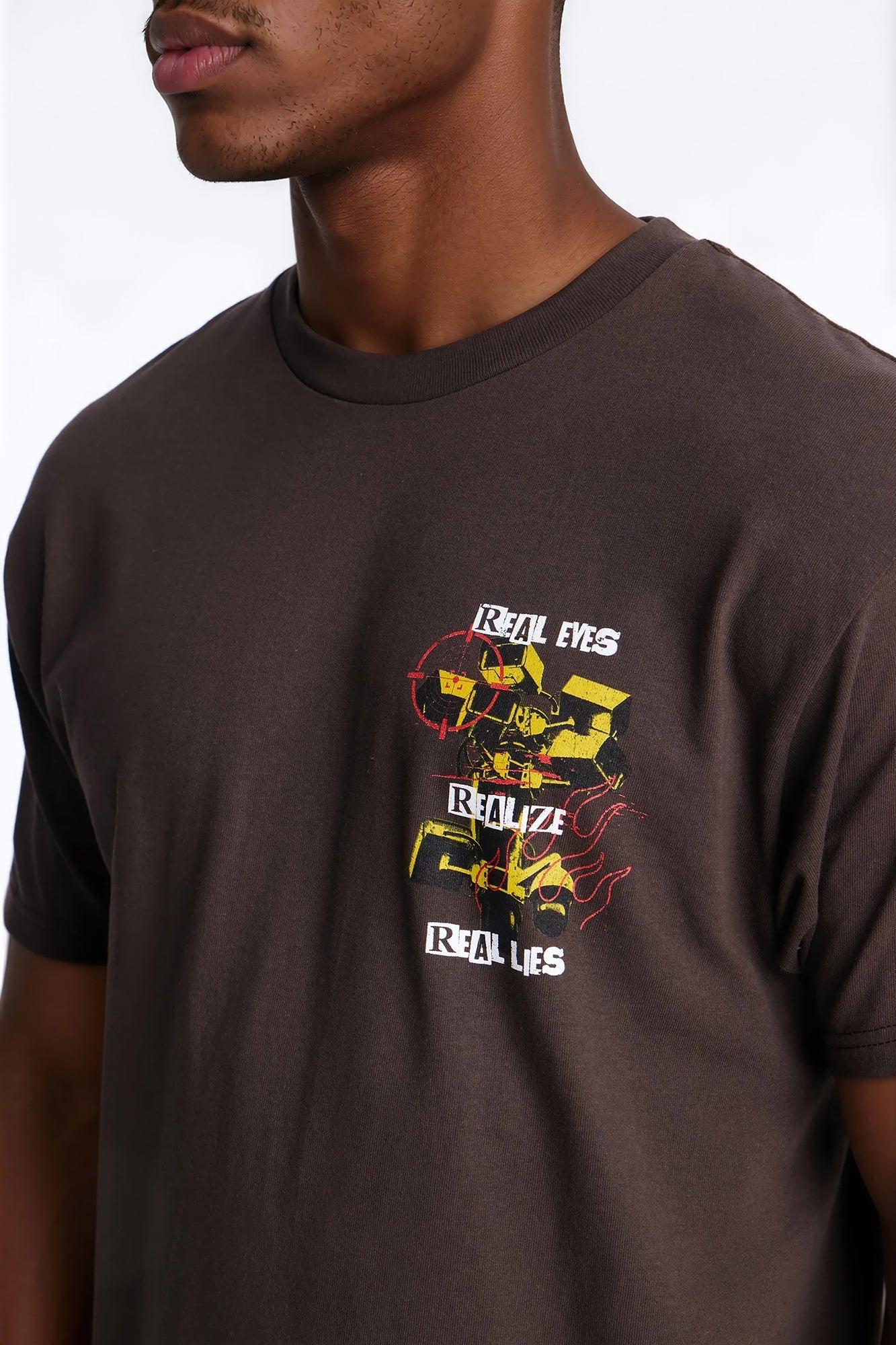 Realize Real Lies Oversized Short Sleeve Tee - Chocolate