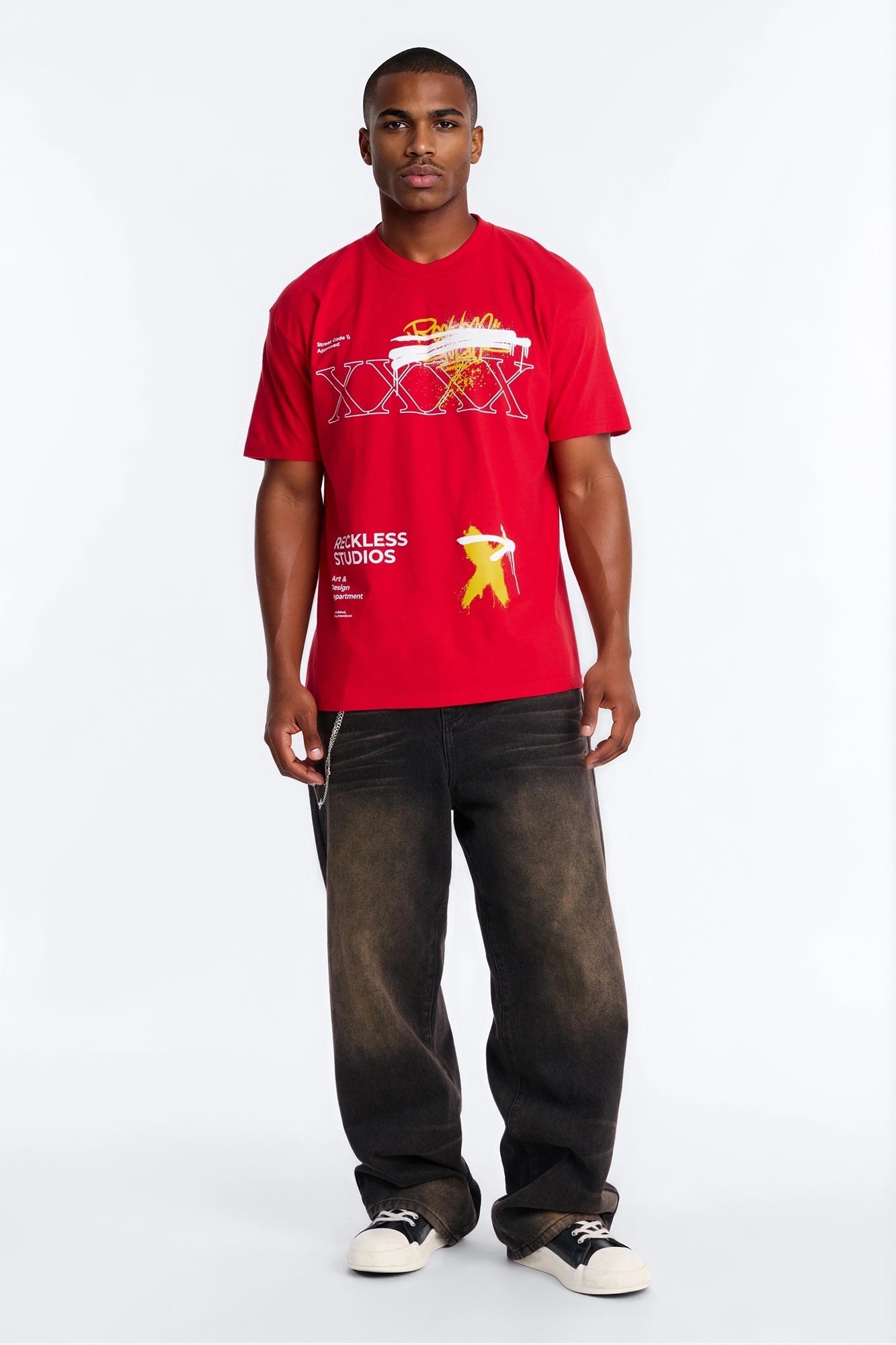 Reckless Studio Oversized Short Sleeve Tee - Red