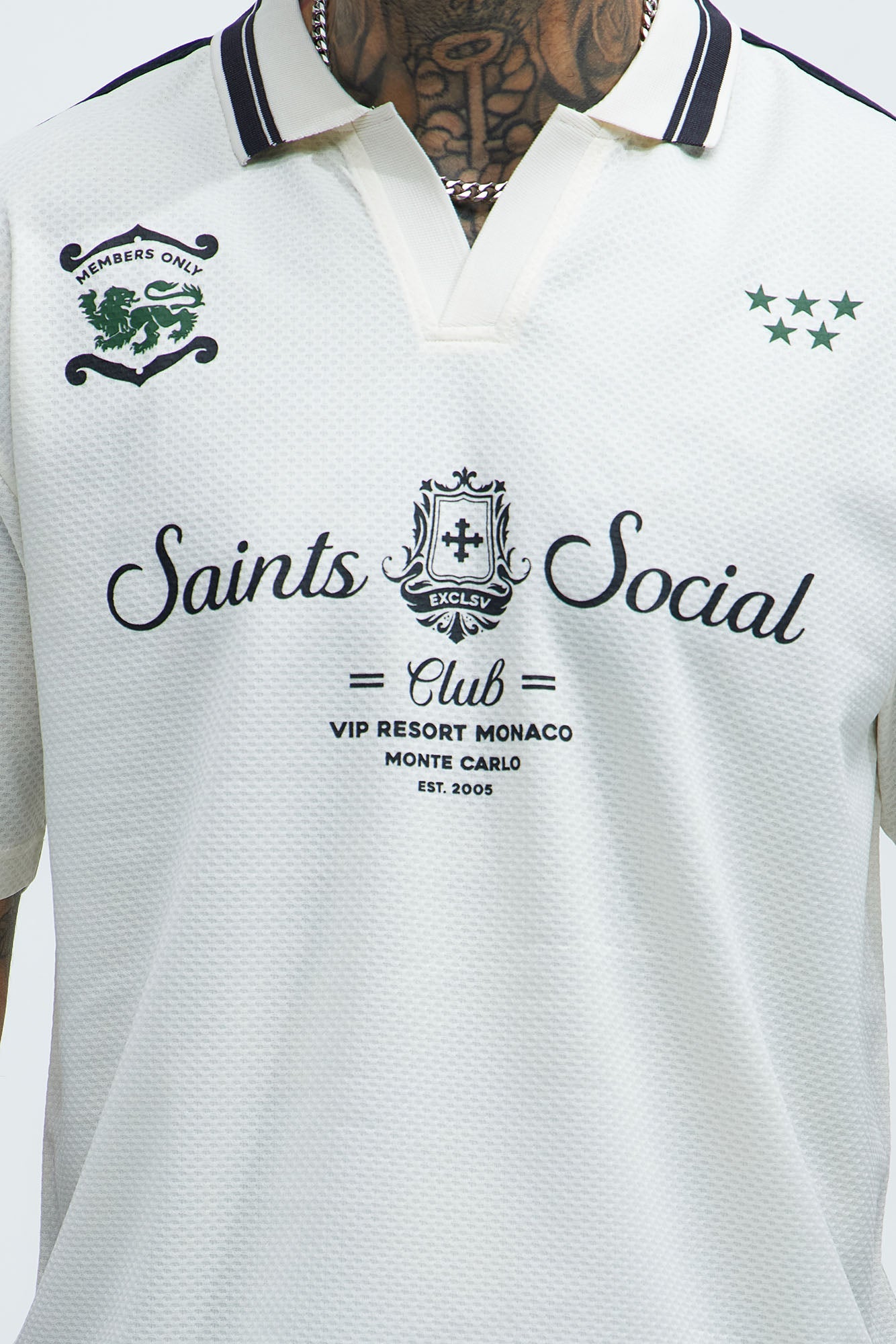 Saints Social Johnny Collar Soccer Jersey - Off White