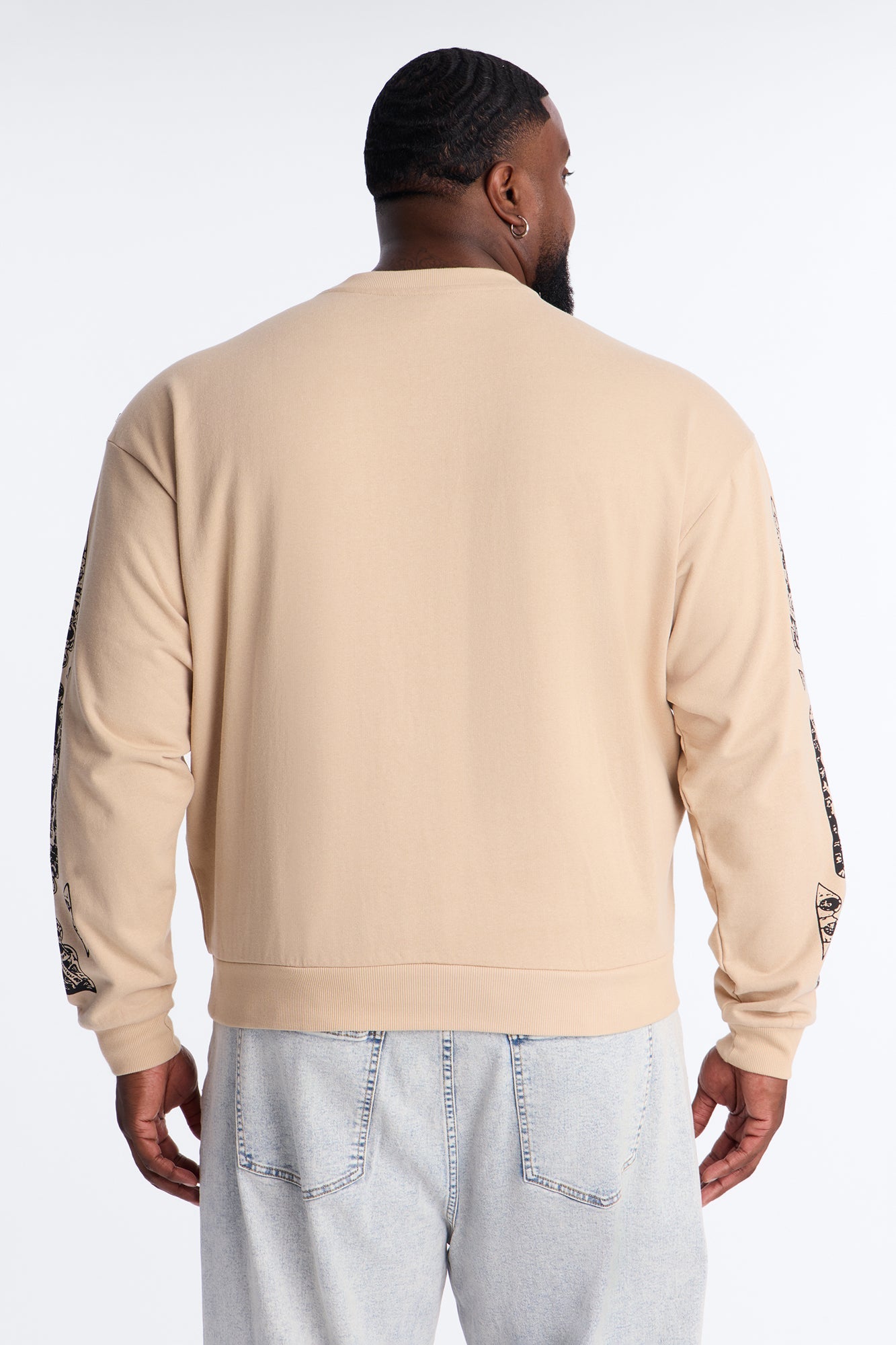 Saint Message Patched Crewneck Sweatshirt - Taupe