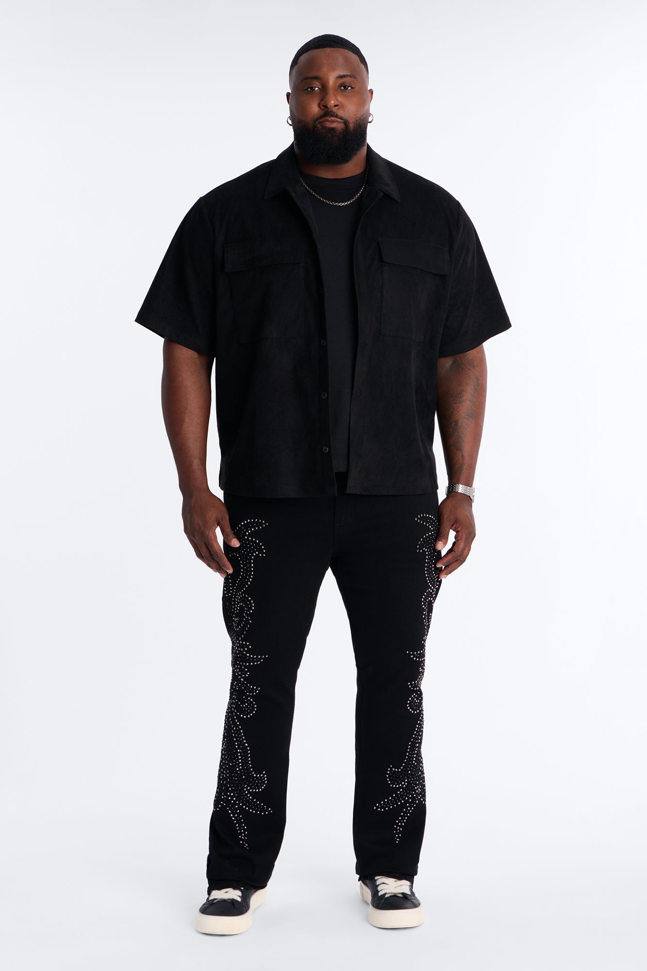 Stacked Skinny Flare Electric Storm Jean - Black