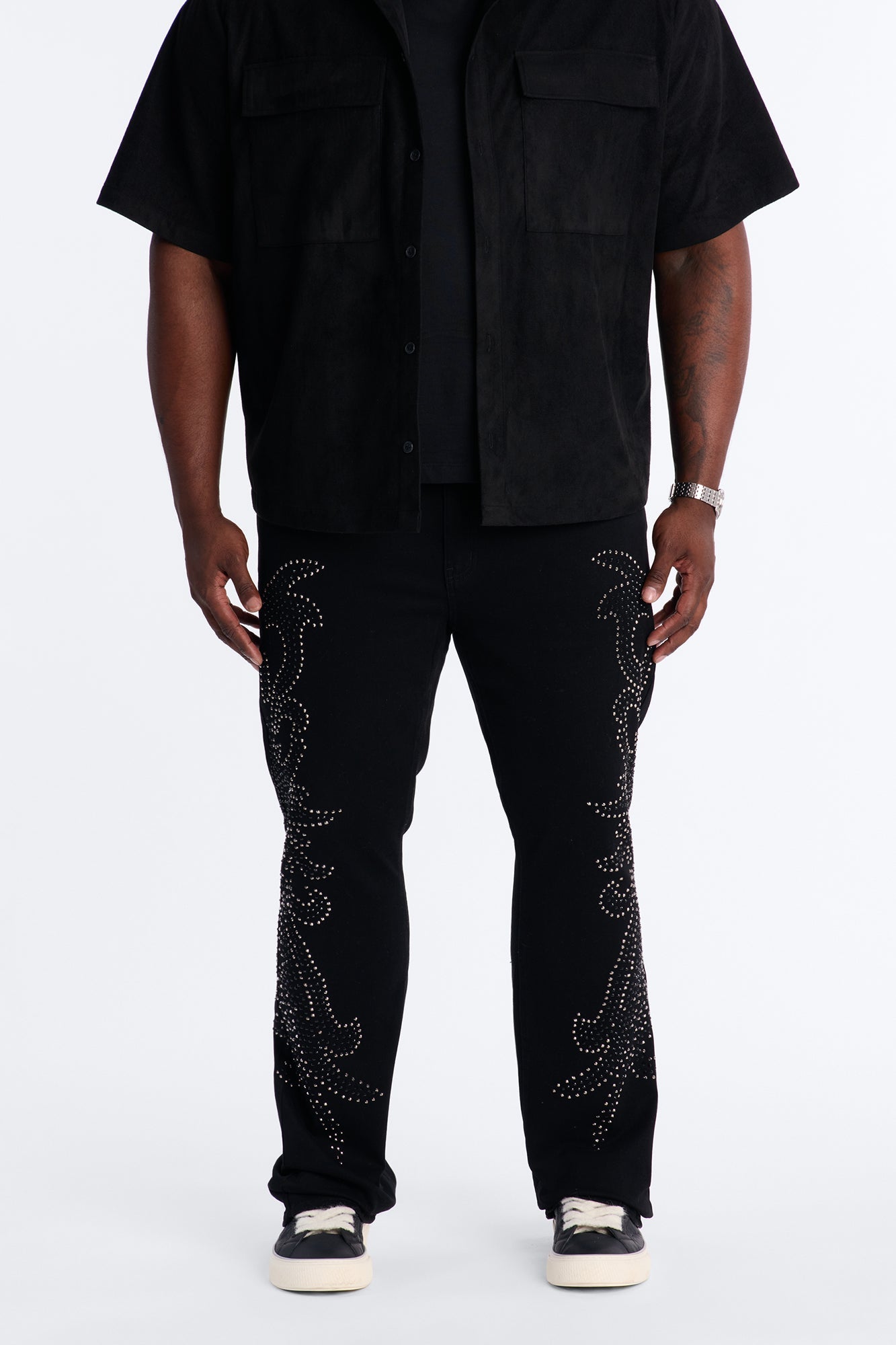 Stacked Skinny Flare Electric Storm Jean - Black