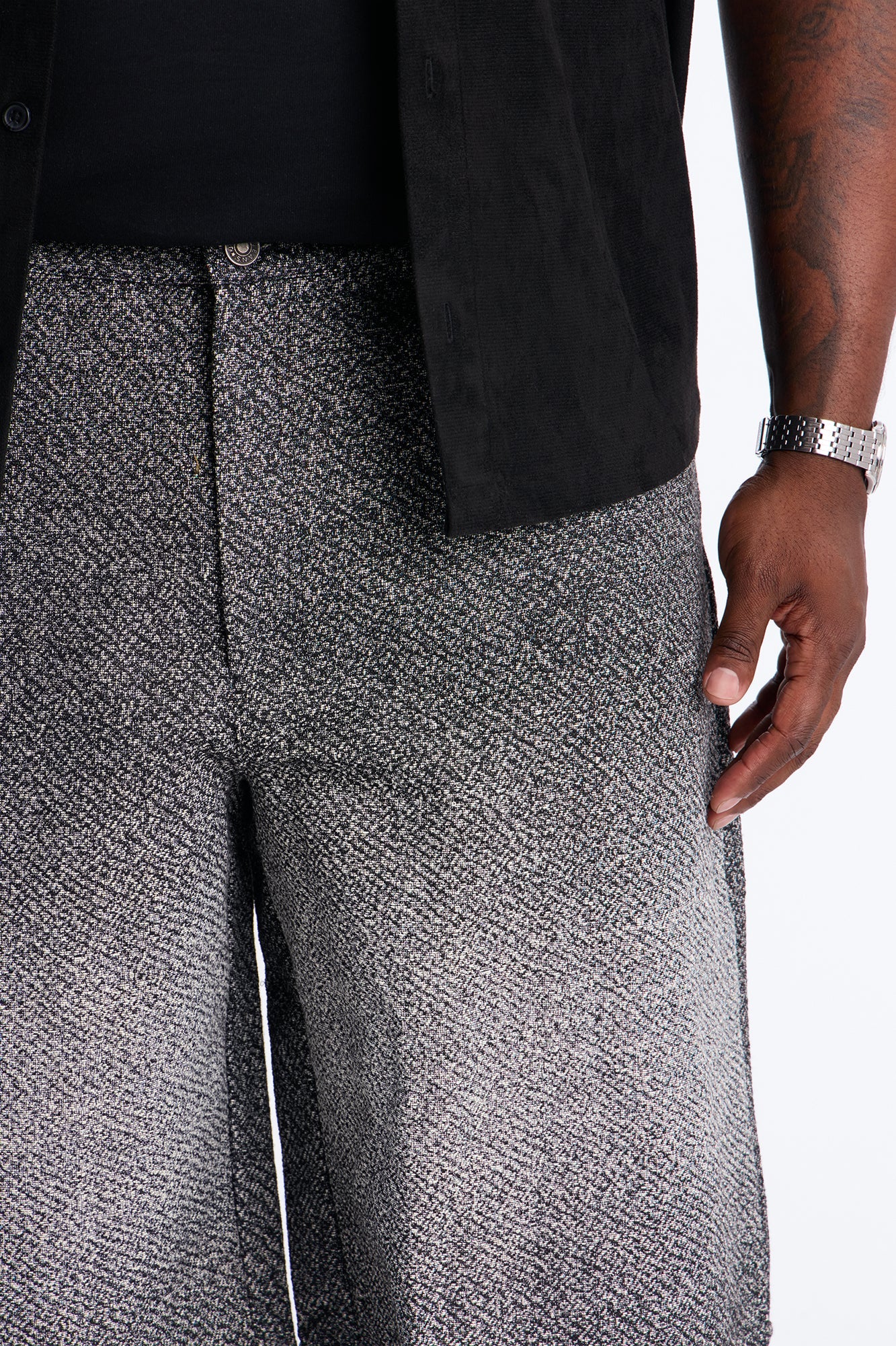 Baggy Tapestry Denim Short - Grey