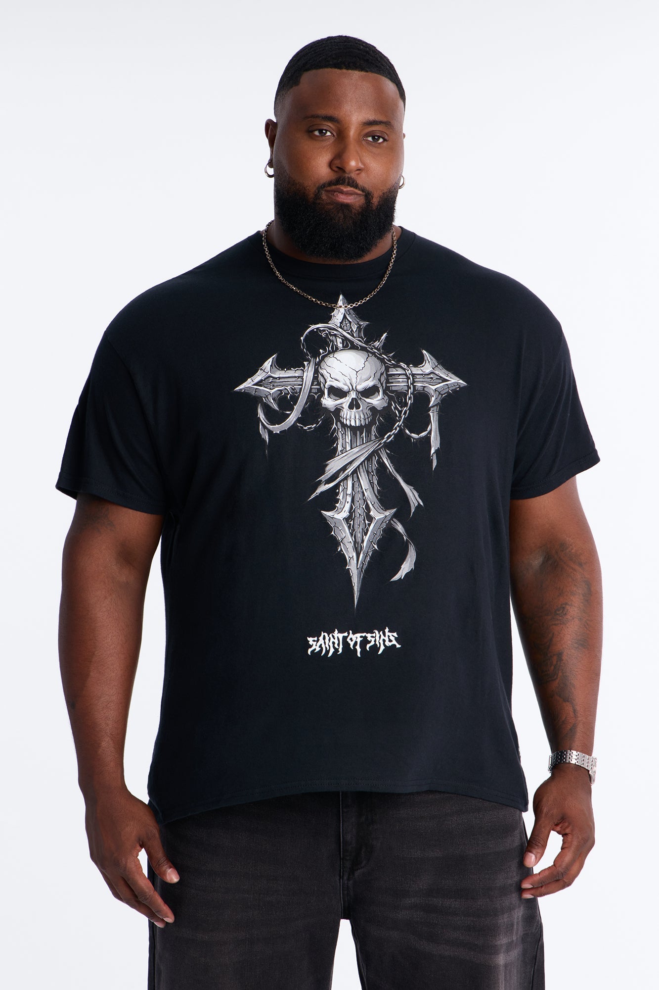 La Familia Cross And Skull Short Sleeve Tee - Black