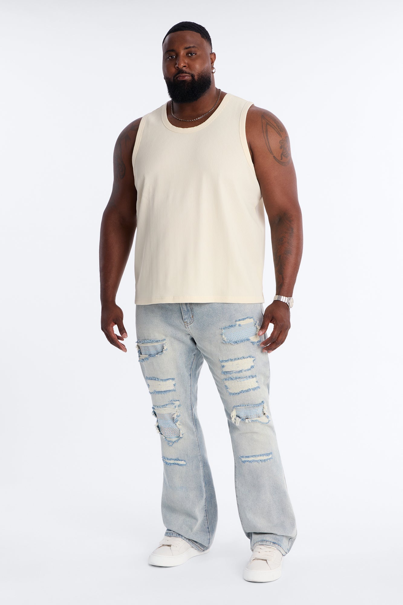 Stacked Slim Flare Stud Havoc Jean - Light Wash