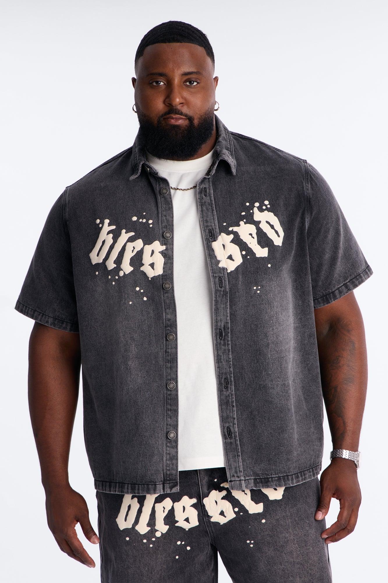 Been Blessed Denim Button Up Shirt - Black Wash