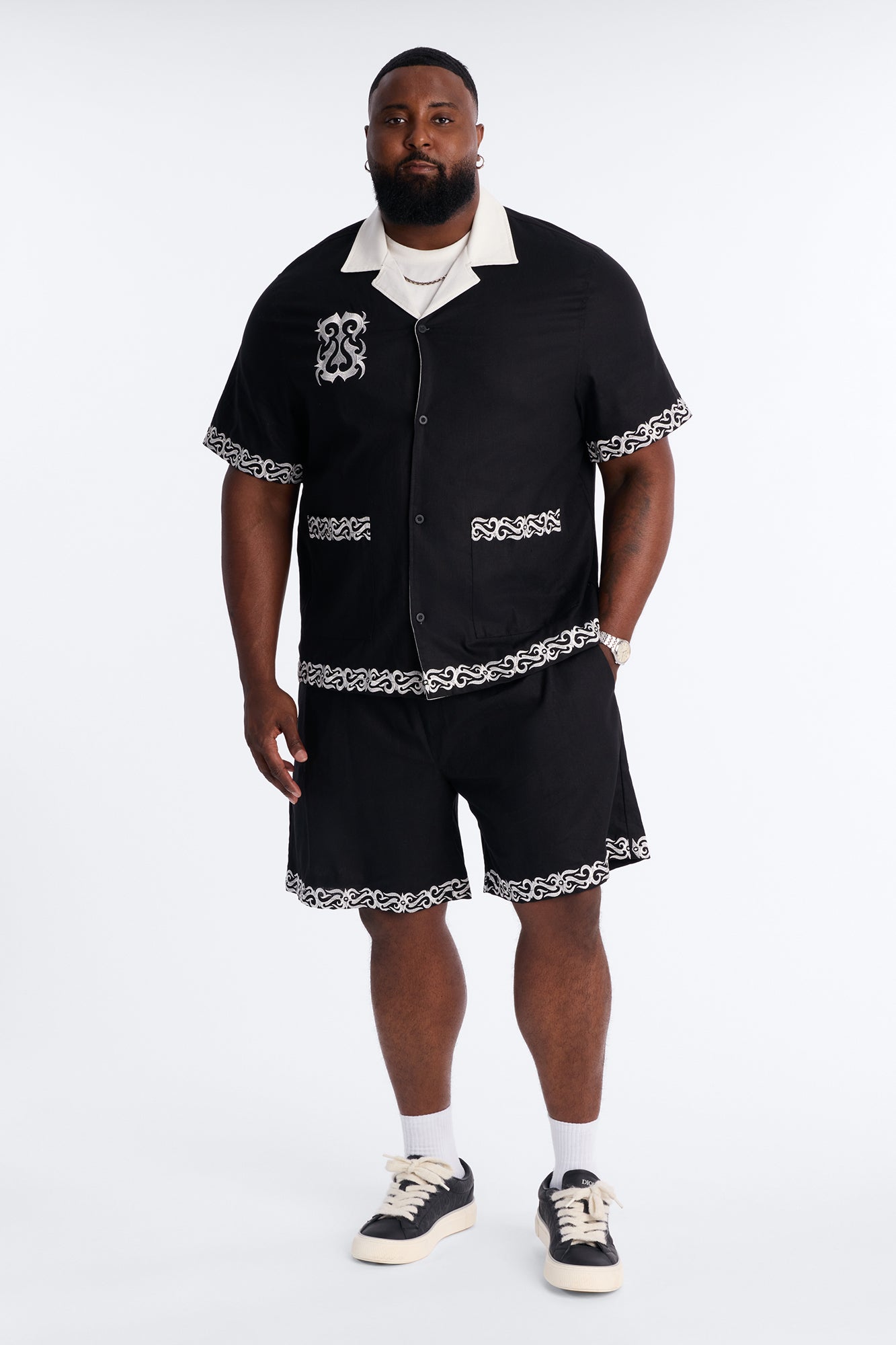 Coastal Isla Cuban Button Up Shirt - Black
