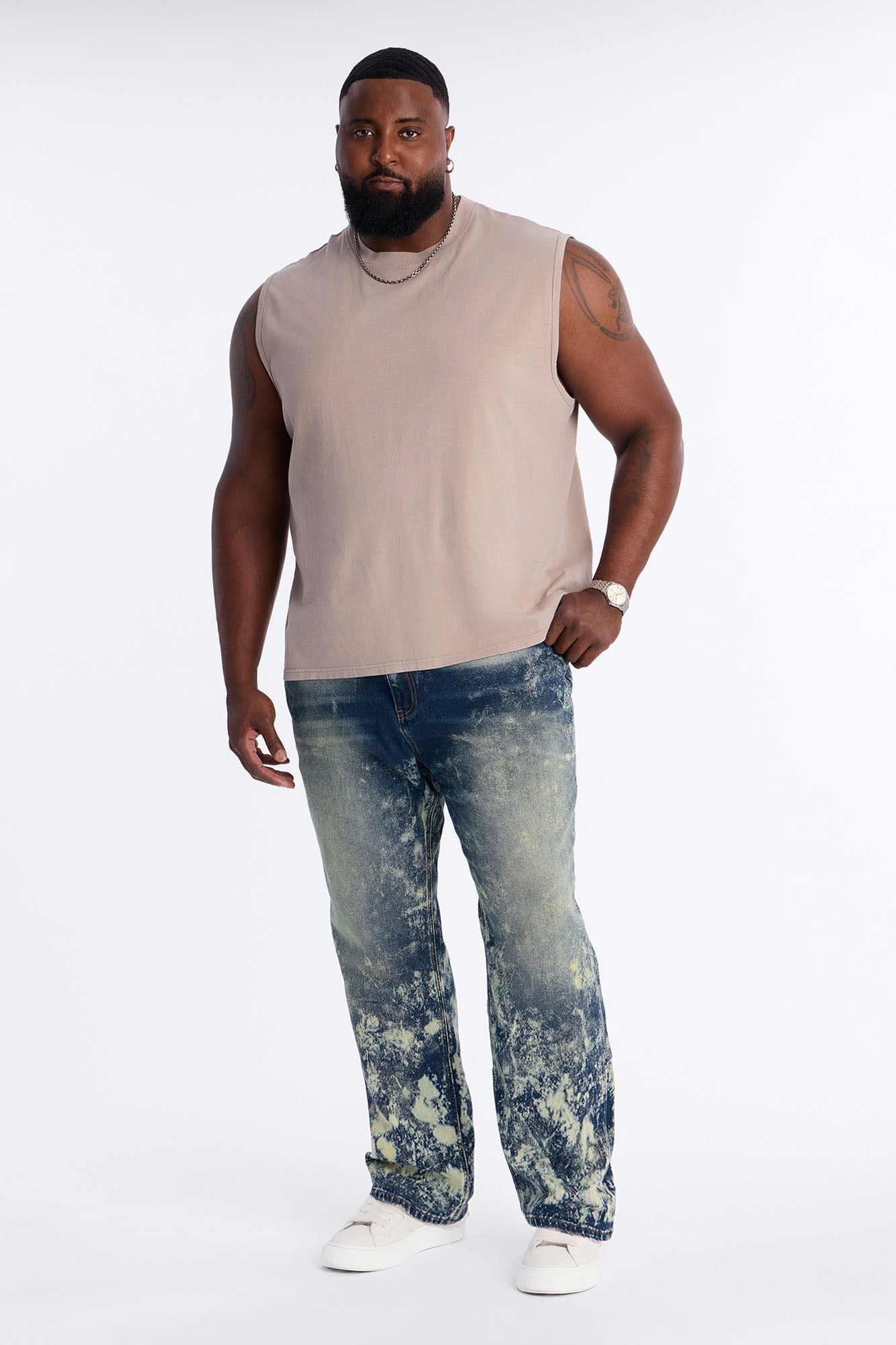 Timeless Bleach Washed Straight Jeans - Dark Wash