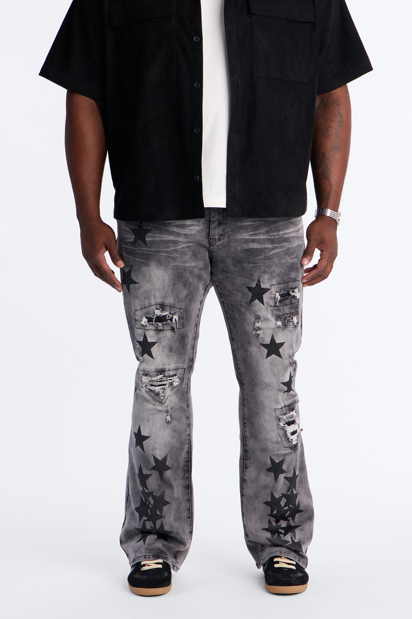 Stacked Skinny Flare Cosmo Jean - Black Wash
