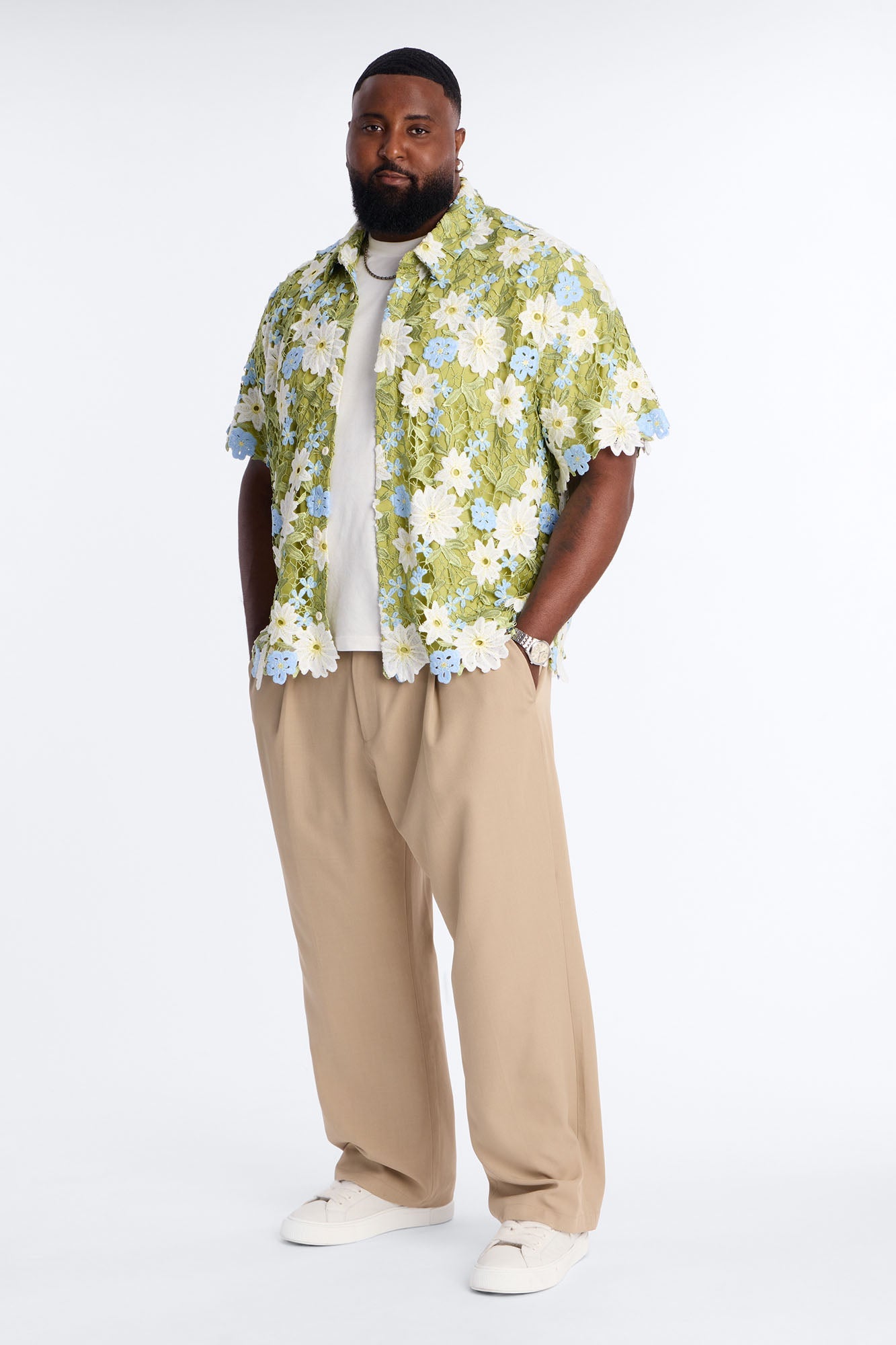 Relaxed Paradise Floral Button Up Shirt - Green