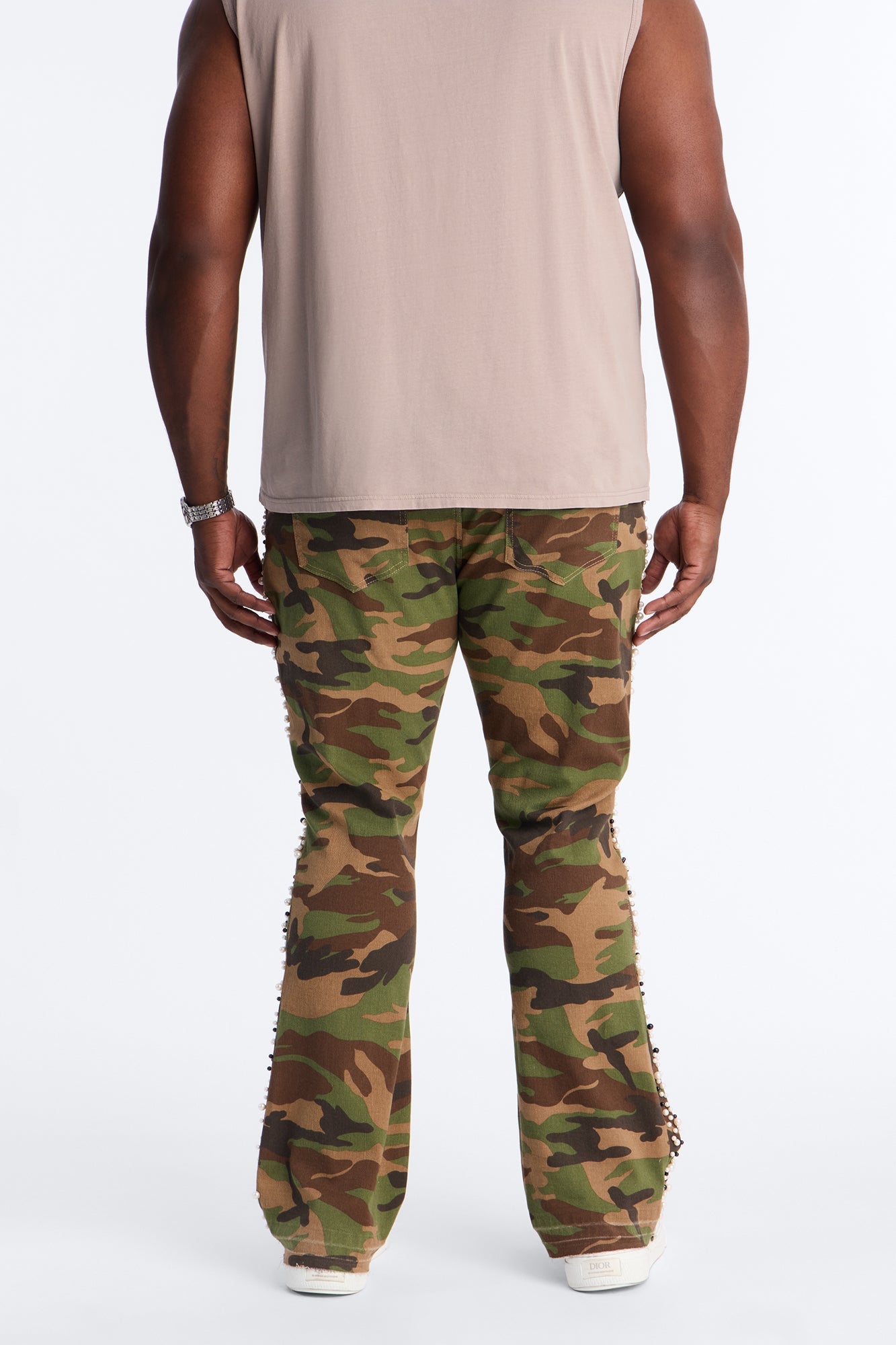 Stacked Skinny Flare Pearl Camo Jean - Camouflage