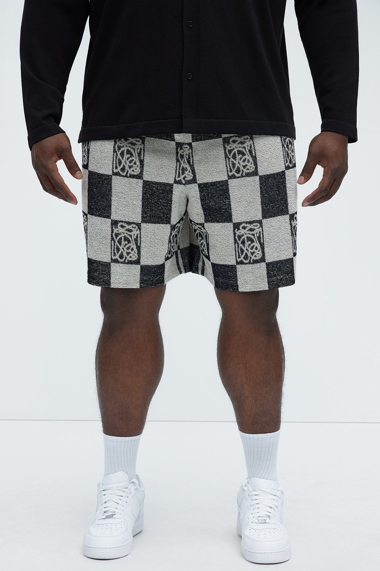 Checkered Relaxed Shorts - Black/combo