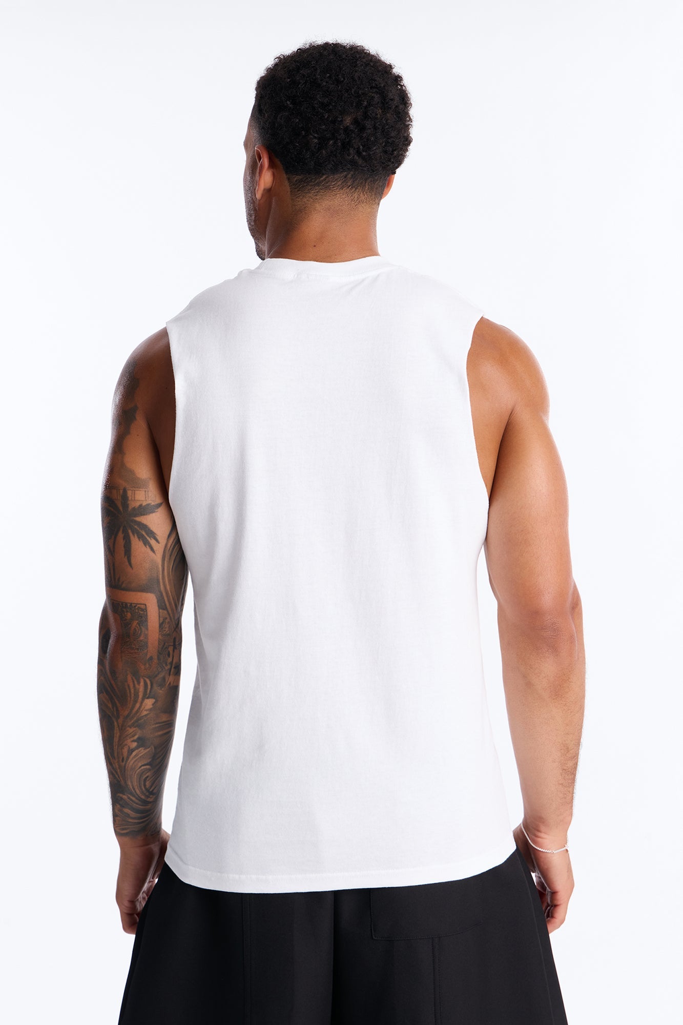 Don't Stop The Hustle Muscle Tee - White