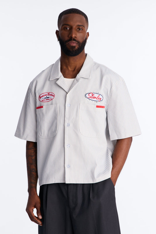 Cropped Tune Up Mechanic Shirt - Blue