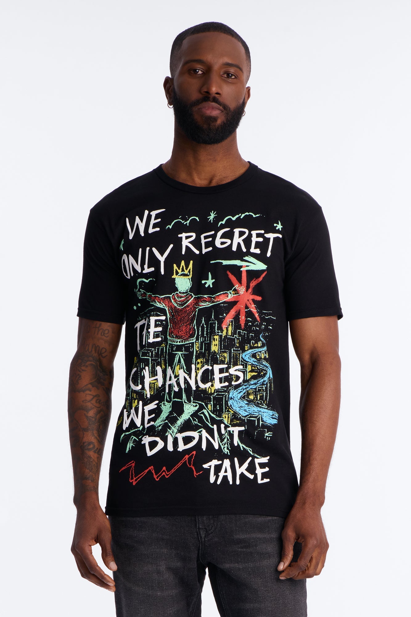 Fortunate Favors The Bold Puff Print Short Sleeve Tee - Black