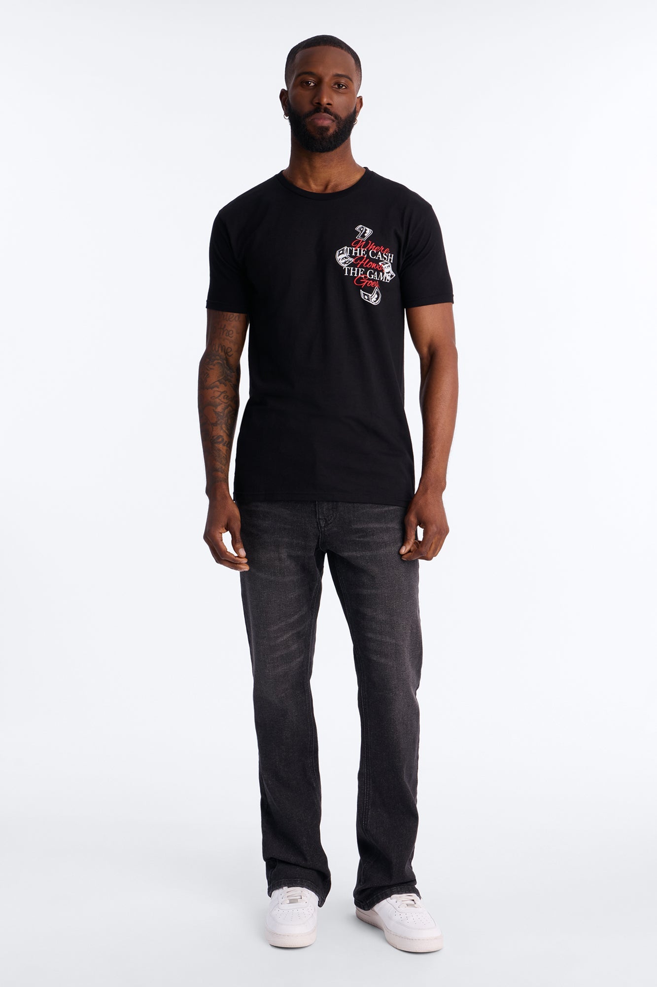Money Talks Puff Print Short Sleeve Tee - Black