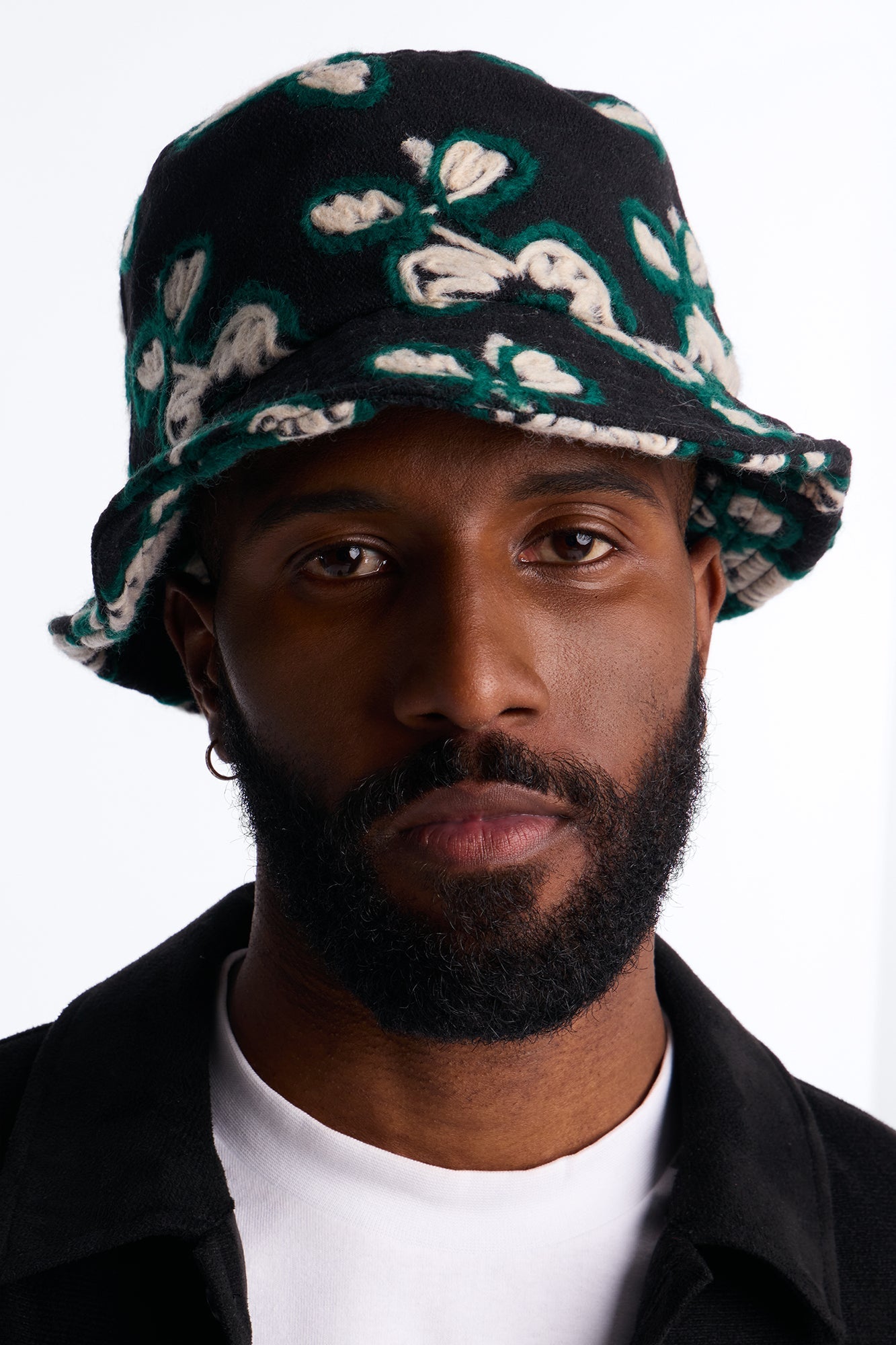 Midnight Bloom Bucket Hat - Black