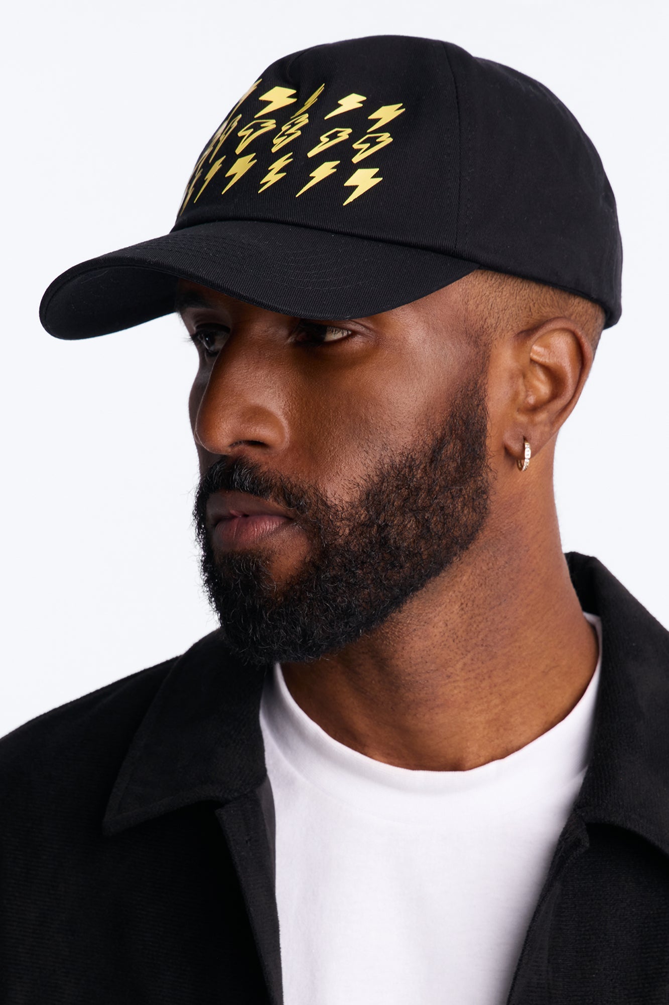Lightning Cotton Twill Unstructured Snapback Hat - Black