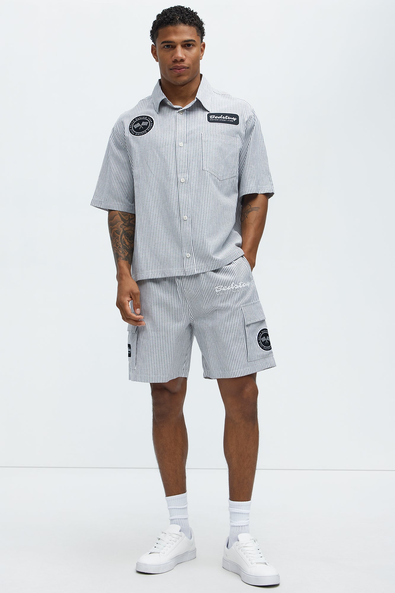 Bedstuy Patch Relaxed Shorts - Black/White
