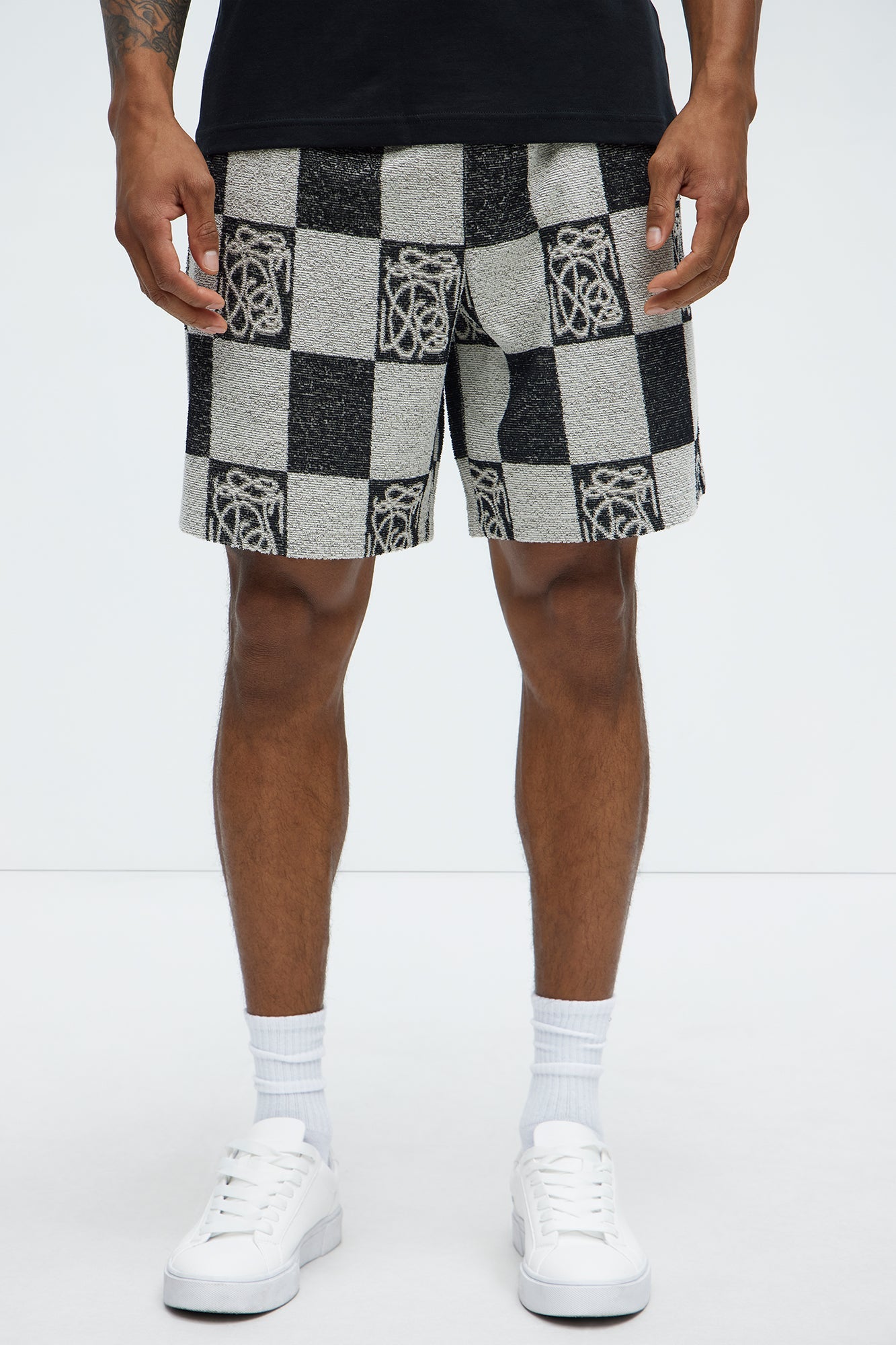 Checkered Relaxed Shorts - Black/combo