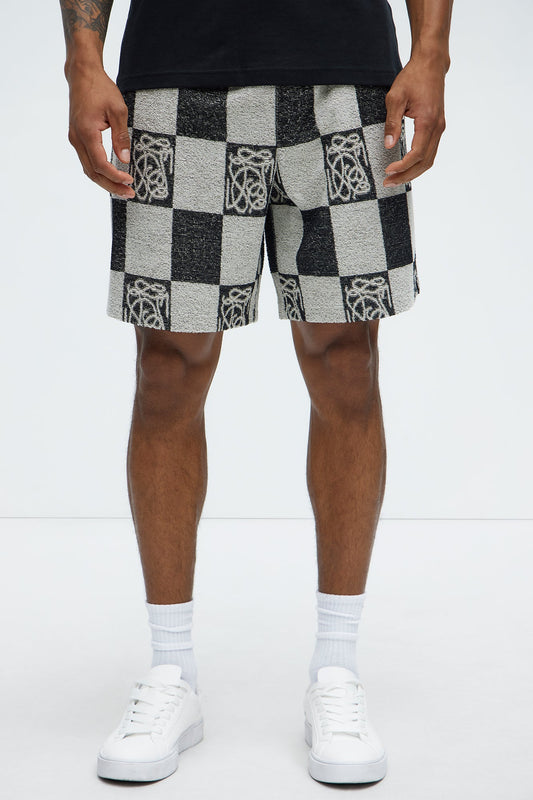 Checkered Relaxed Shorts - Black/combo