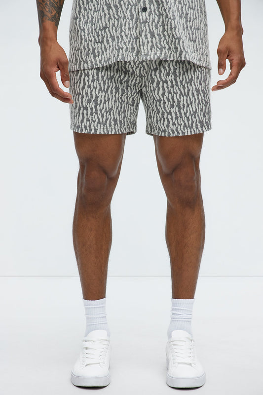 Havana Jacquard Relaxed Shorts - Grey