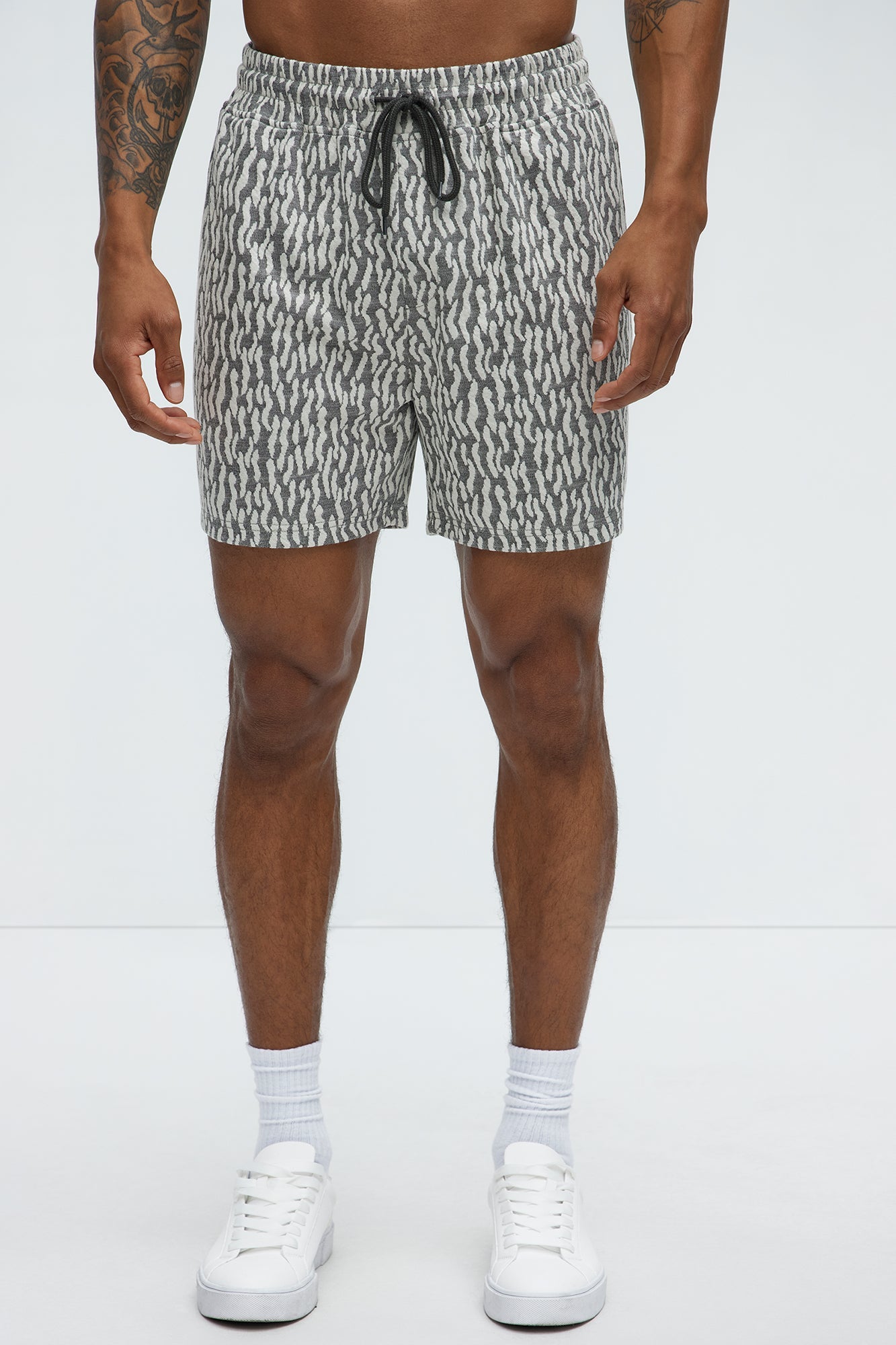 Havana Jacquard Relaxed Shorts - Grey