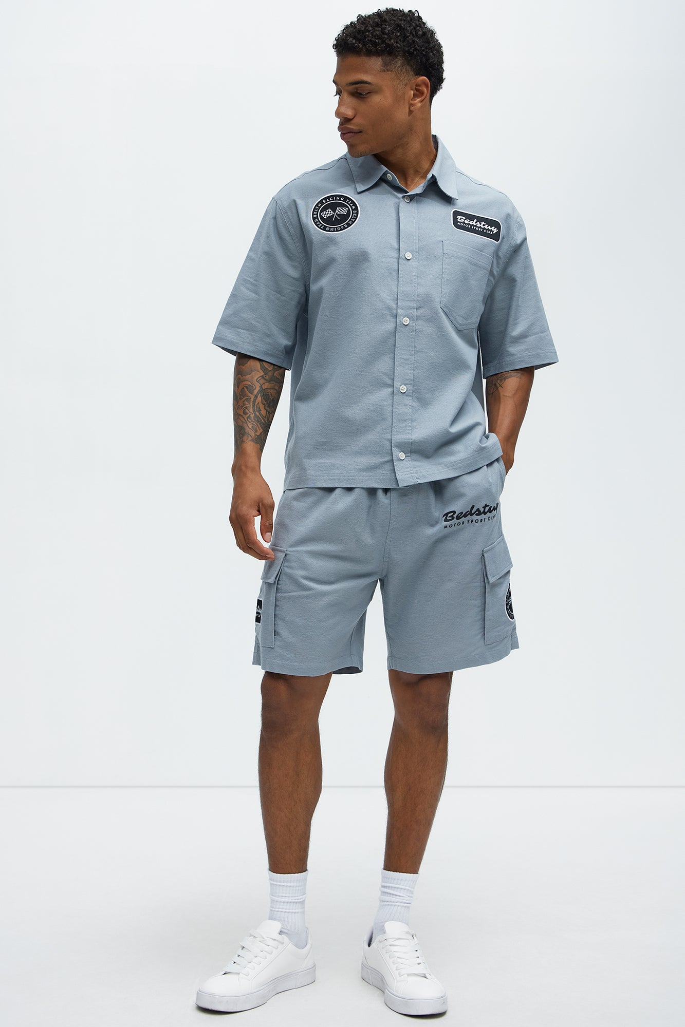 Bedstuy Patch Relaxed Shorts - Light Blue