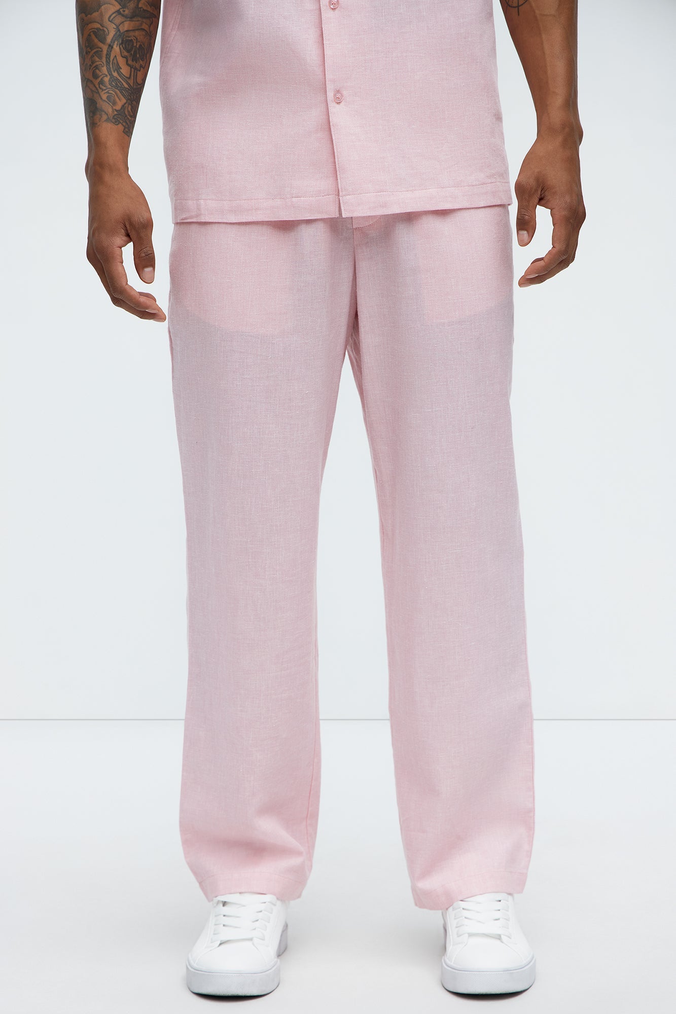 Bahamas Straight Linen Pants - Pink