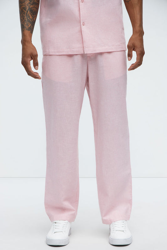 Bahamas Straight Linen Pants - Pink