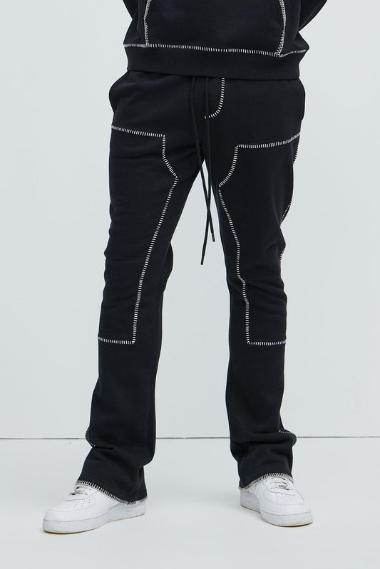 Tyson Stitch Skinny Flared Sweatpants - Black